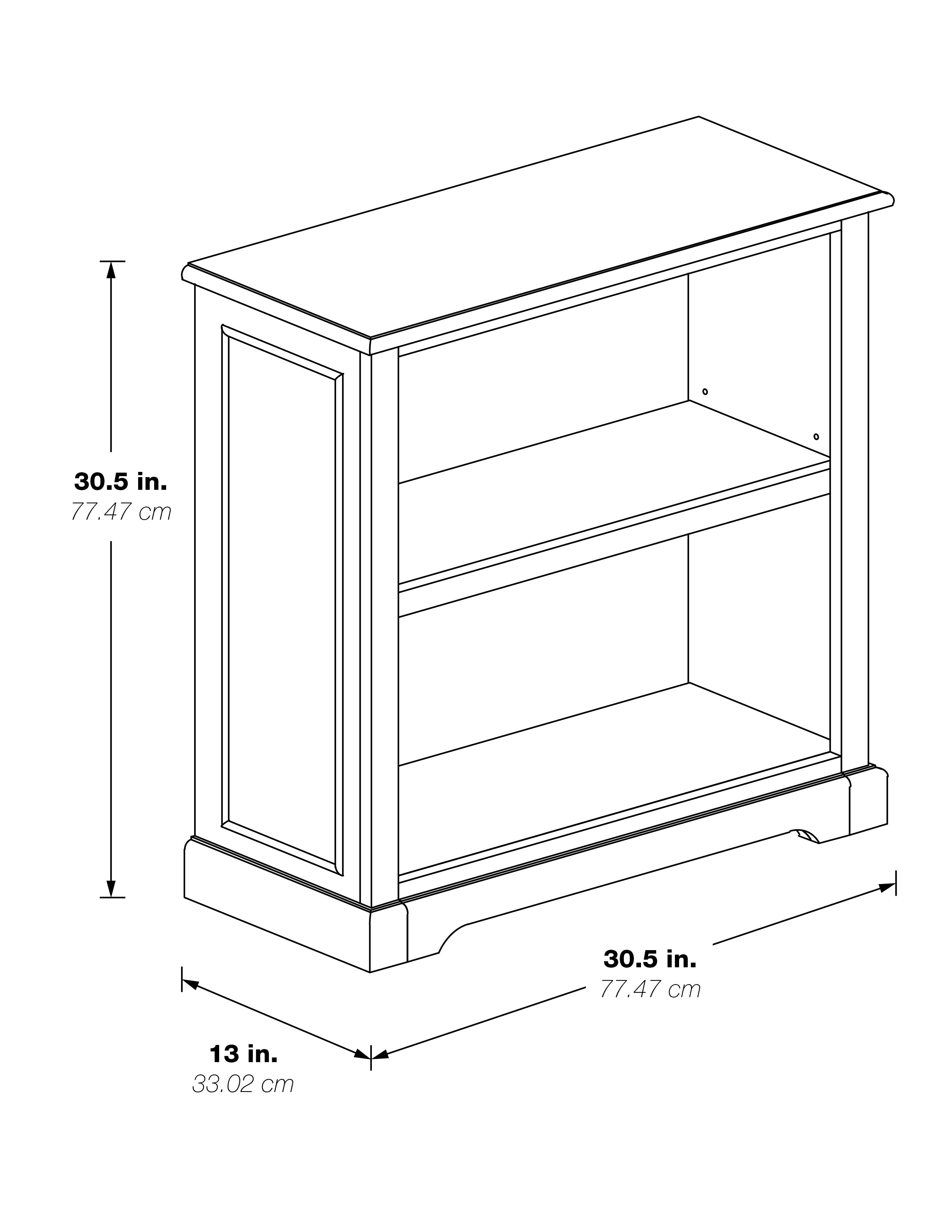 Country Meadows 2-Shelf Bookcase - Plantation Grey