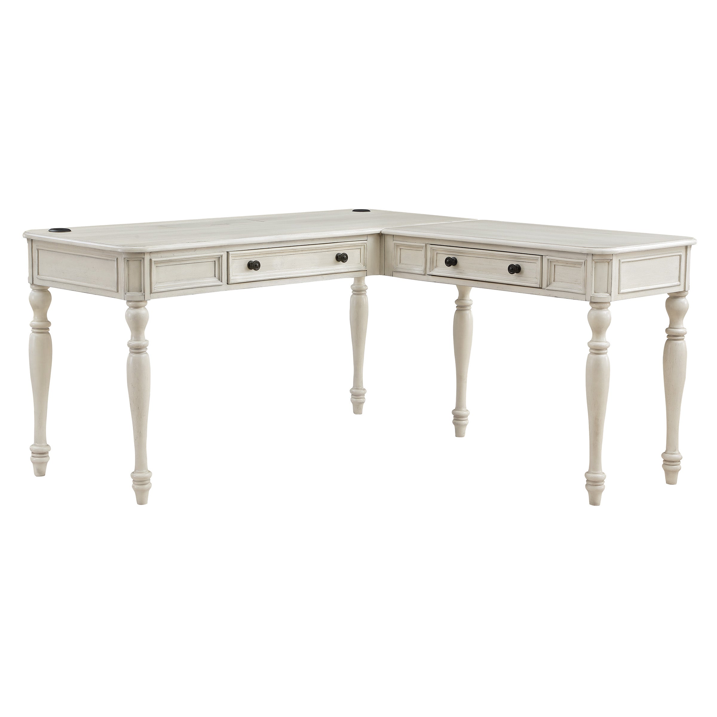 Country Meadows L-Shaped Desk w/PWR - Antique White