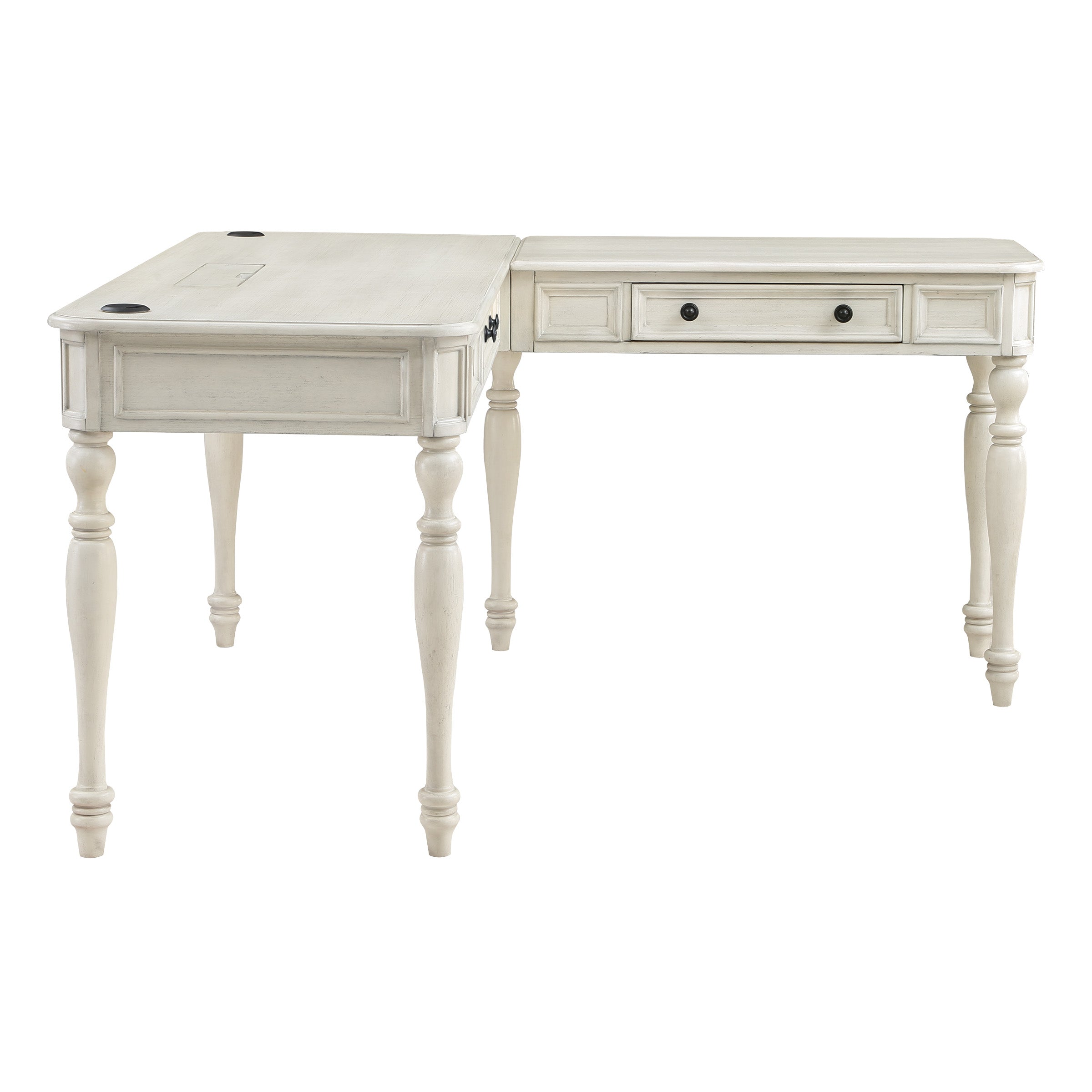 Country Meadows L-Shaped Desk w/PWR - Antique White