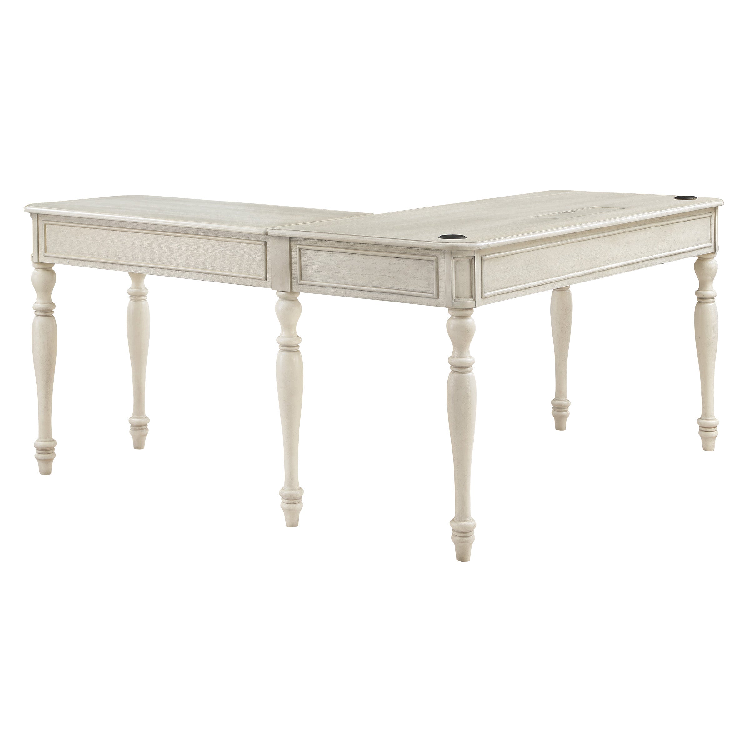 Country Meadows L-Shaped Desk w/PWR - Antique White