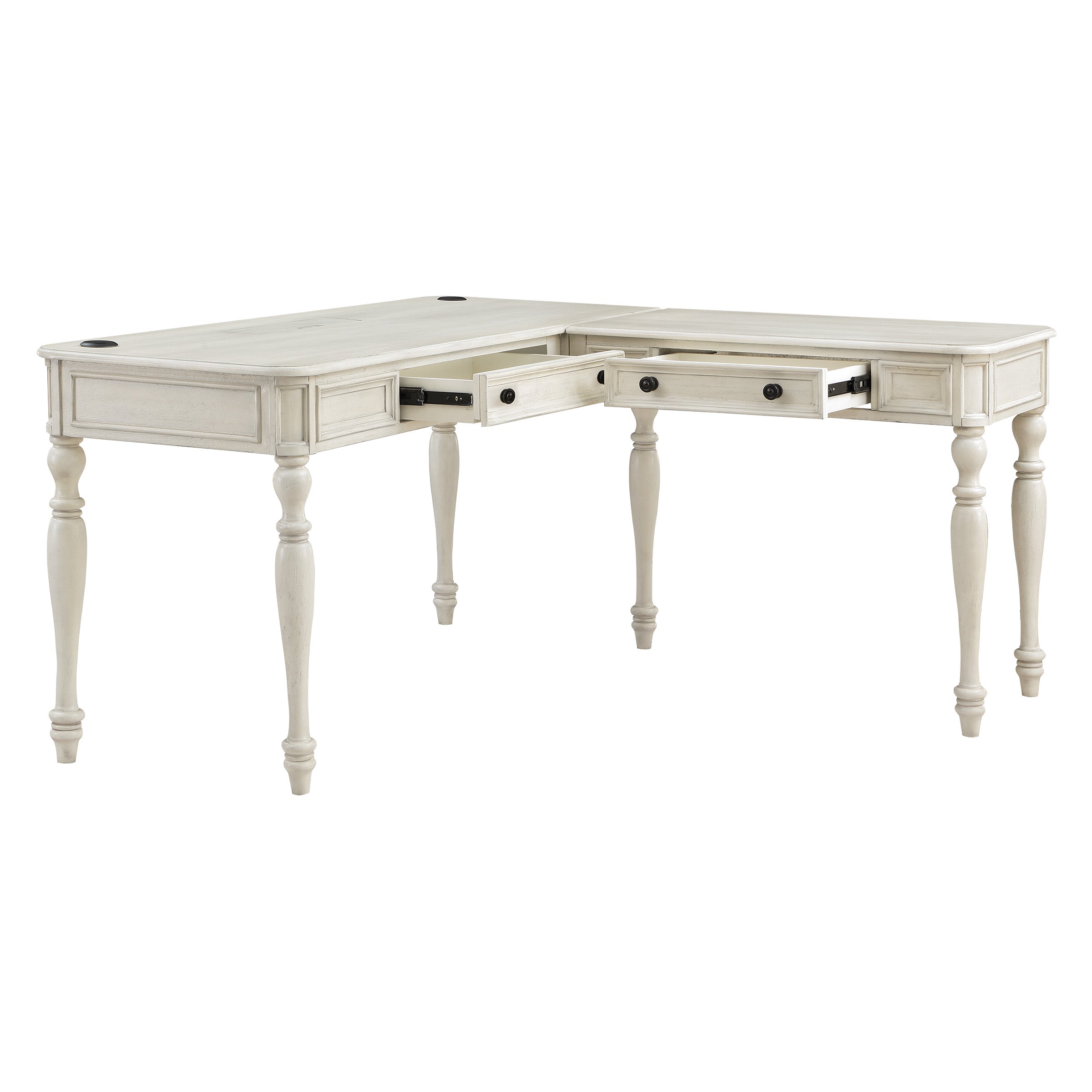 Country Meadows L-Shaped Desk w/PWR - Antique White