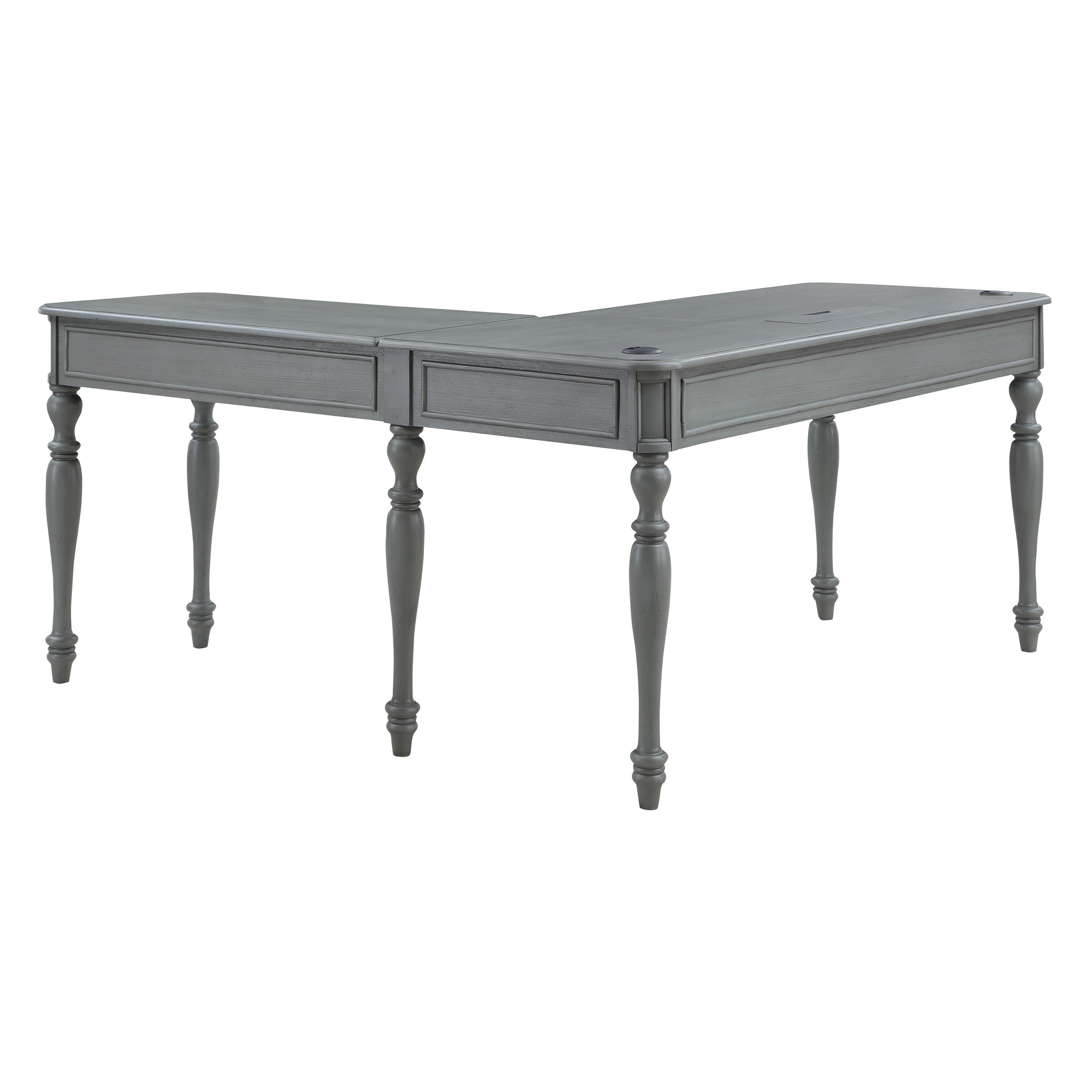 Country Meadows L-Shaped Desk w/PWR - Plantation Grey