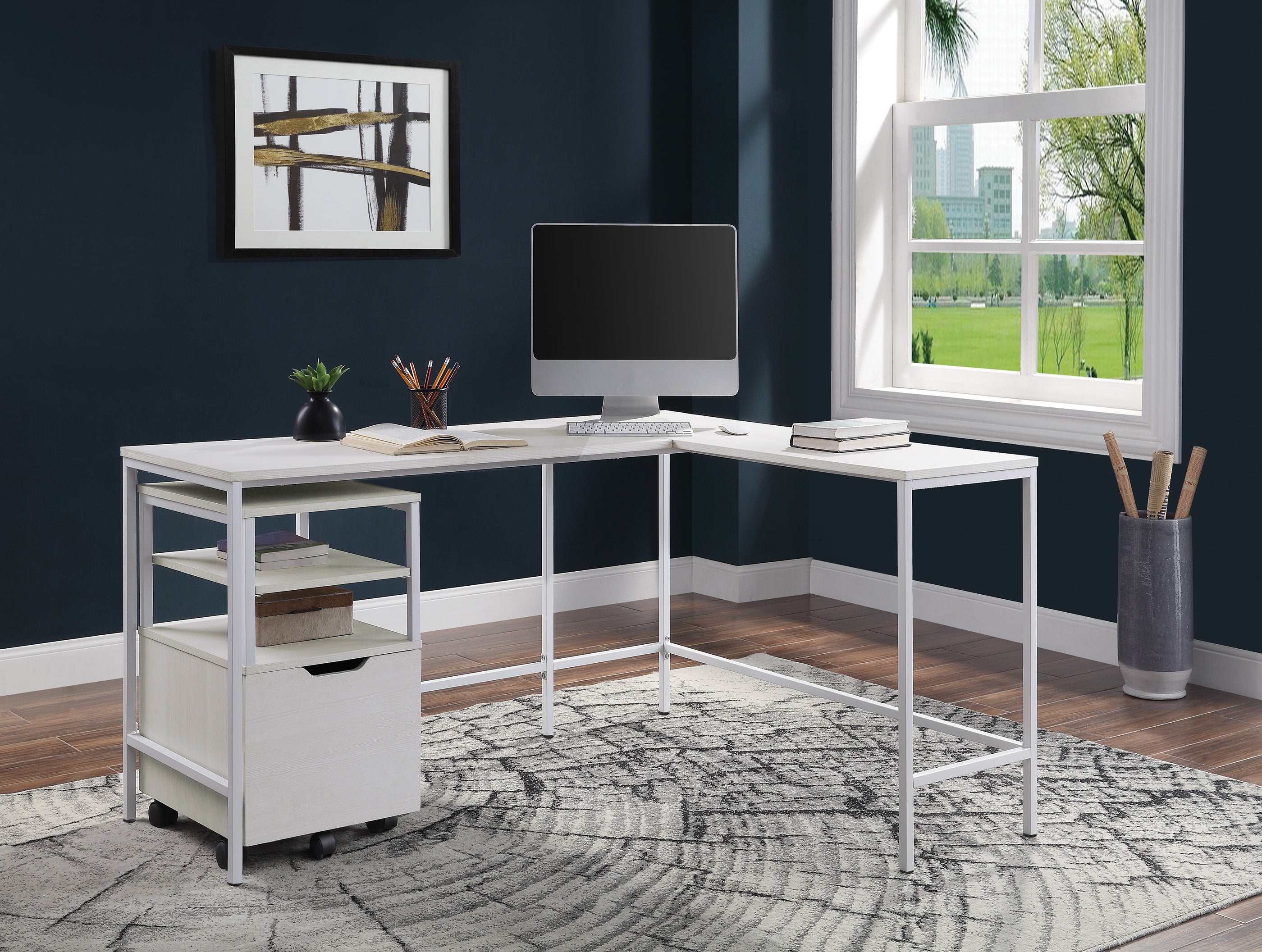 Contempo L-shaped Desk - White Oak