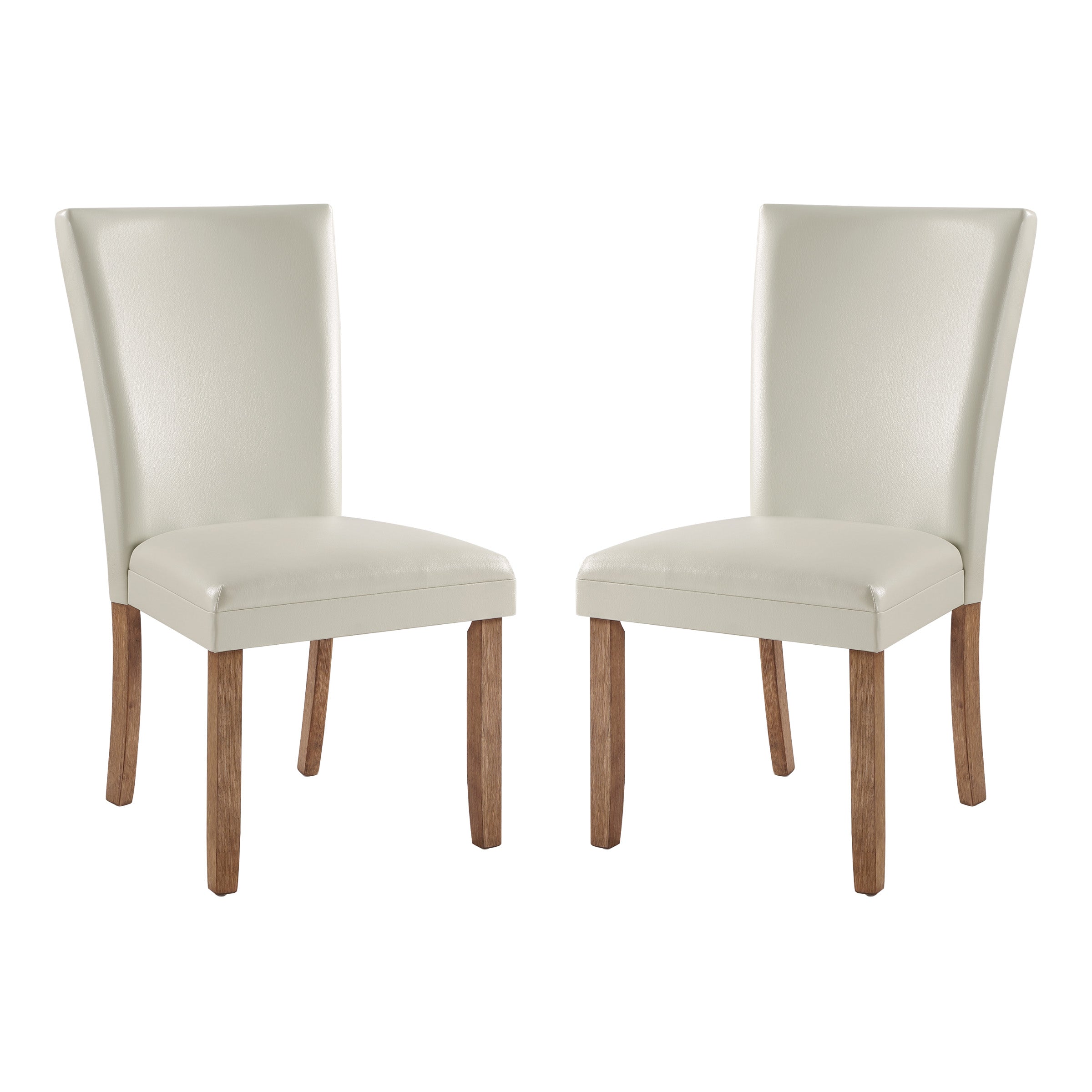 Colter Dining Chair 2 Pack in Cream Faux Leather with Medium Oak Legs