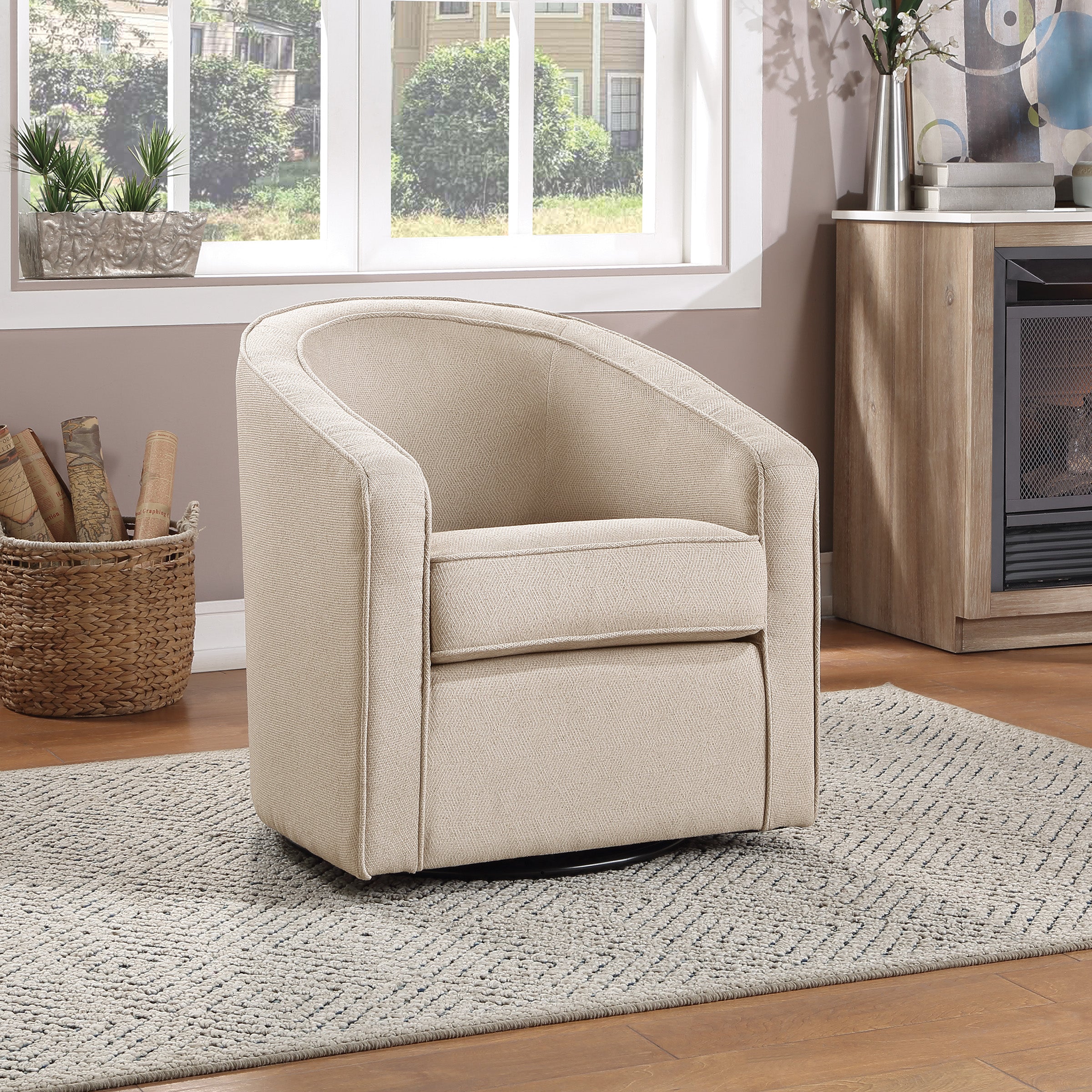 Danica Swivel Chair - Tan Zig-Zag
