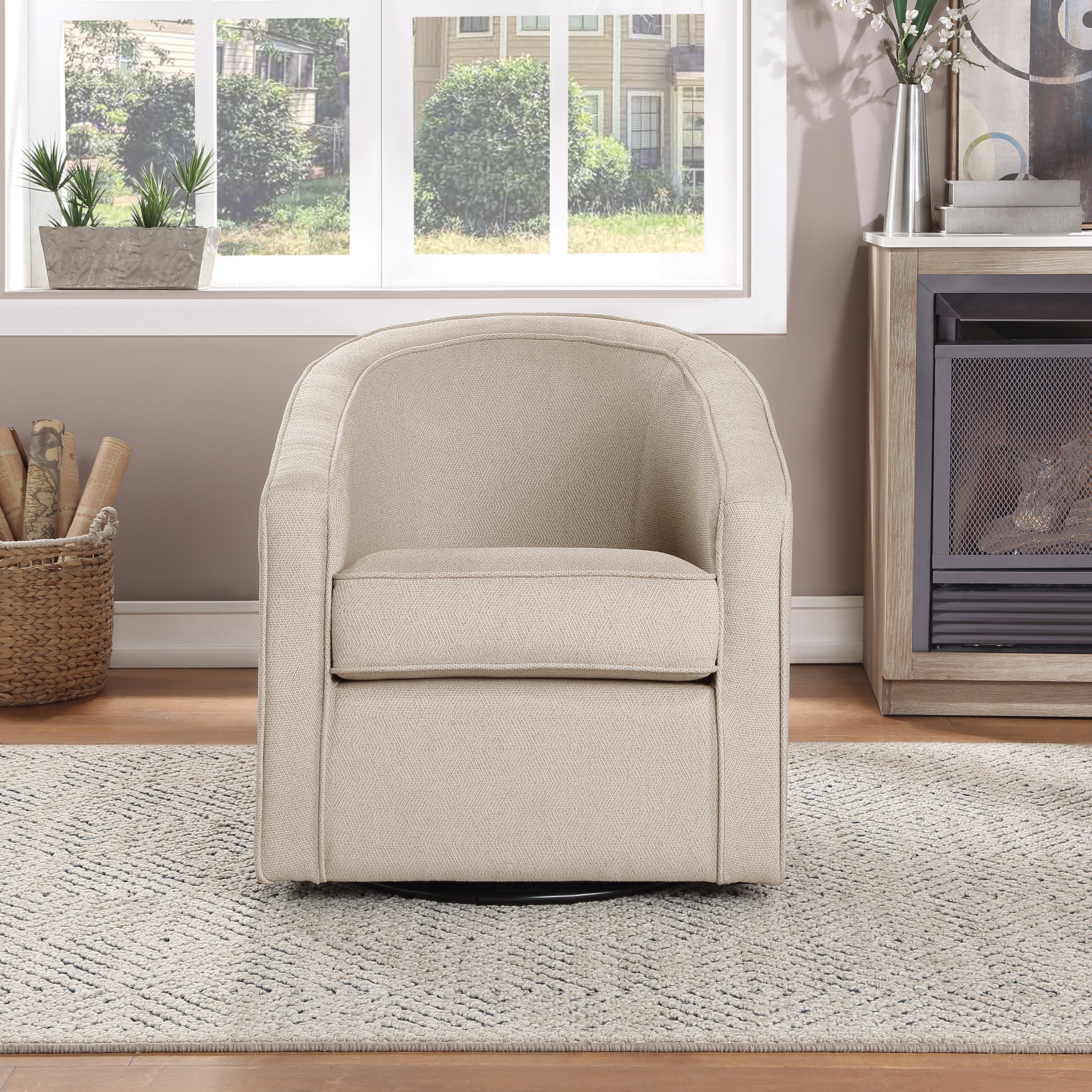 Danica Swivel Chair - Tan Zig-Zag
