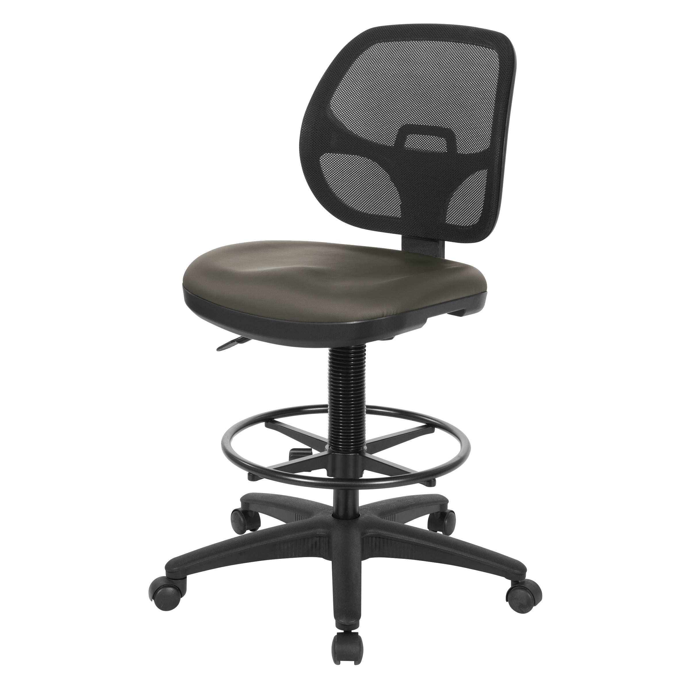 Deluxe Custom Dillon Fabric Drafting Chair with 18" Diameter Foot ring - Dillon Graphite