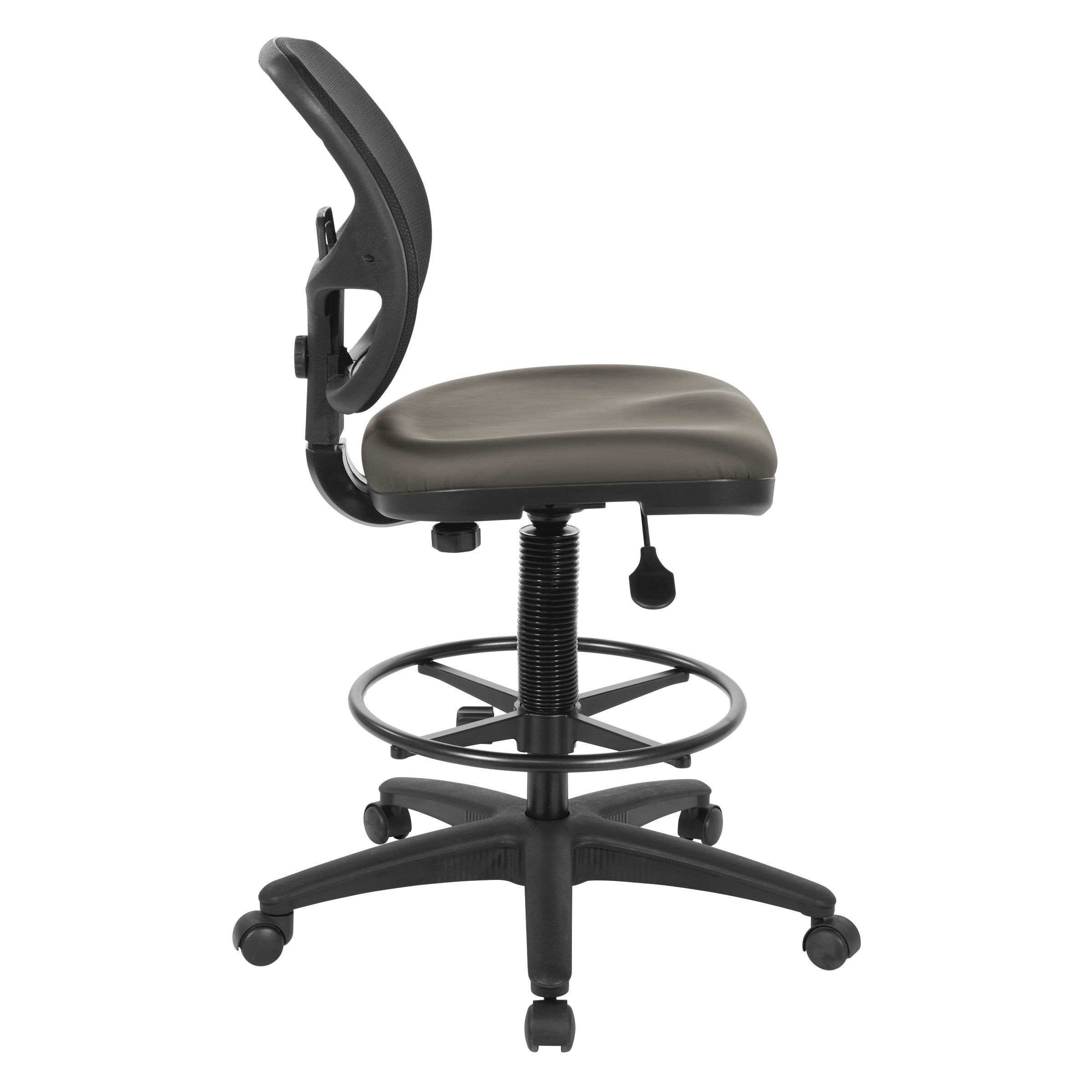 Deluxe Custom Dillon Fabric Drafting Chair with 18" Diameter Foot ring - Dillon Graphite