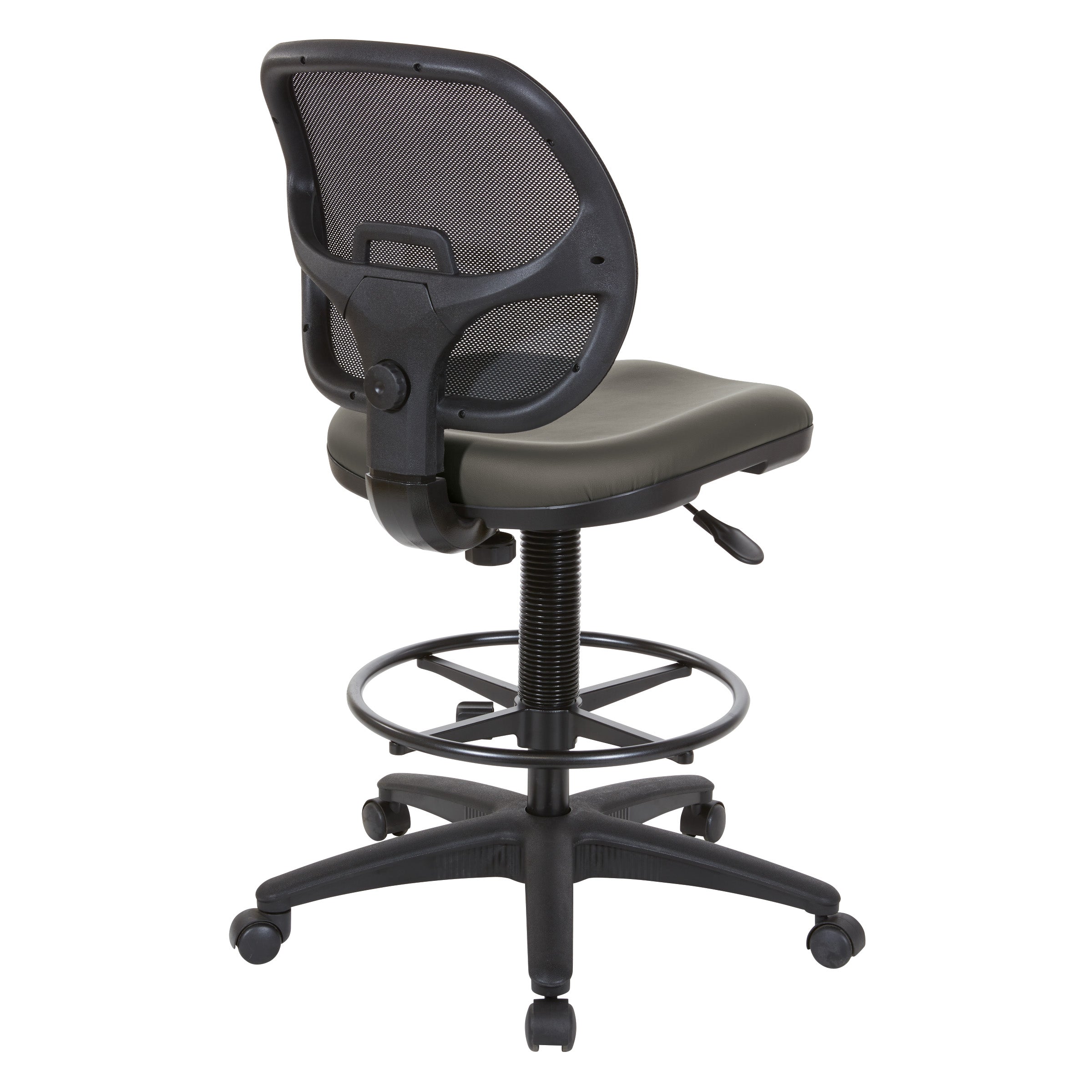 Deluxe Custom Dillon Fabric Drafting Chair with 18" Diameter Foot ring - Dillon Graphite