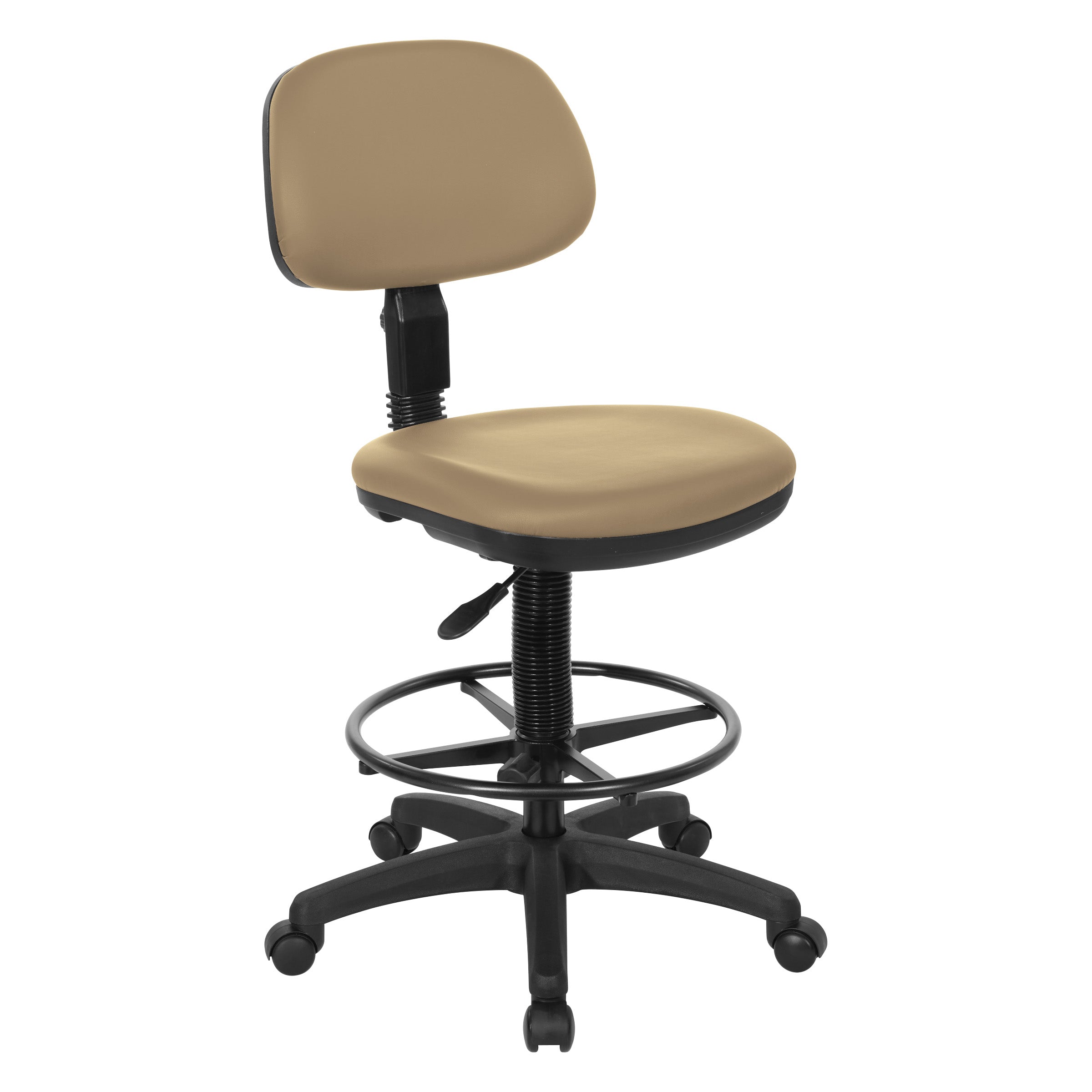 Sculptured Seat and Back Custom Dillon Fabric Drafting Chair - Dillon Buff