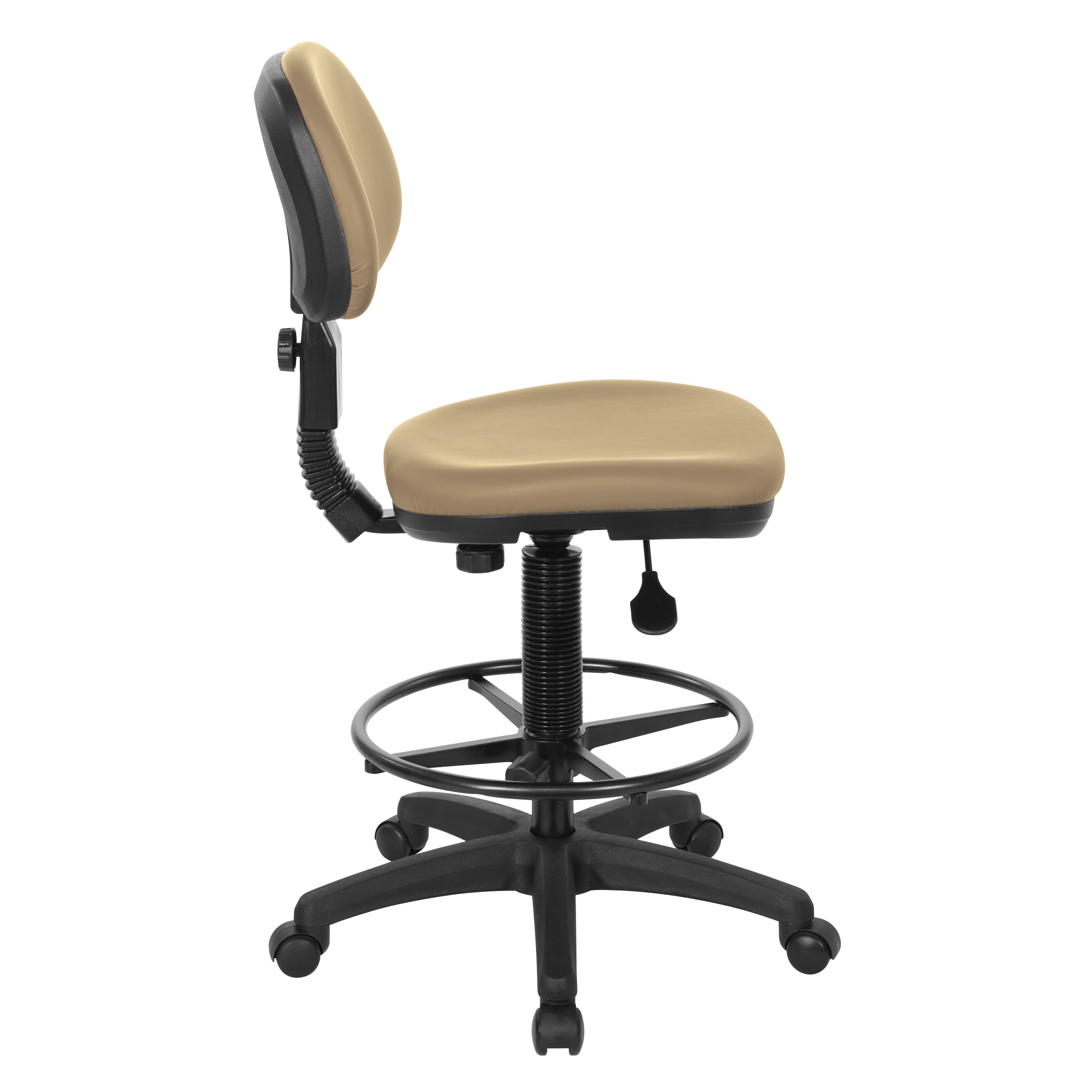 Sculptured Seat and Back Custom Dillon Fabric Drafting Chair - Dillon Buff
