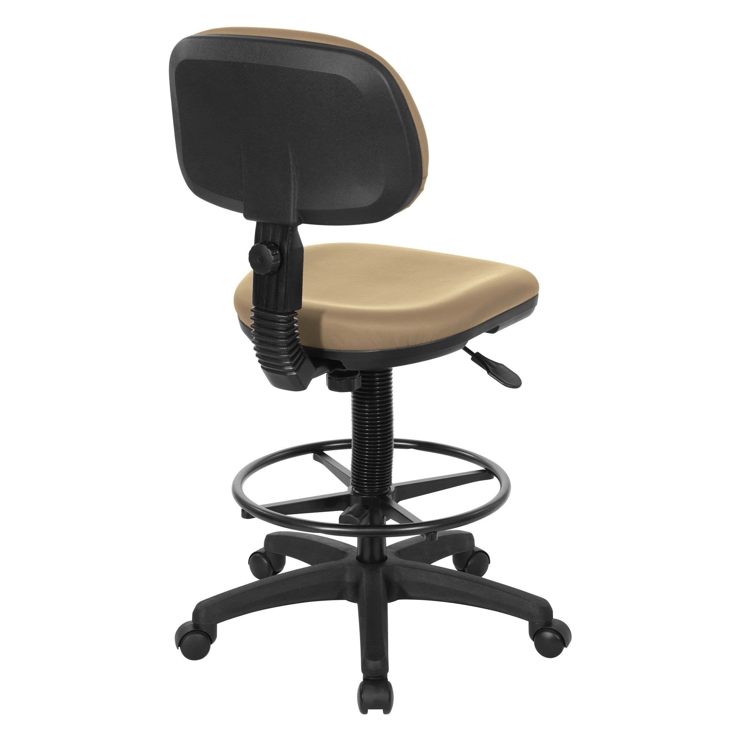 Sculptured Seat and Back Custom Dillon Fabric Drafting Chair - Dillon Buff