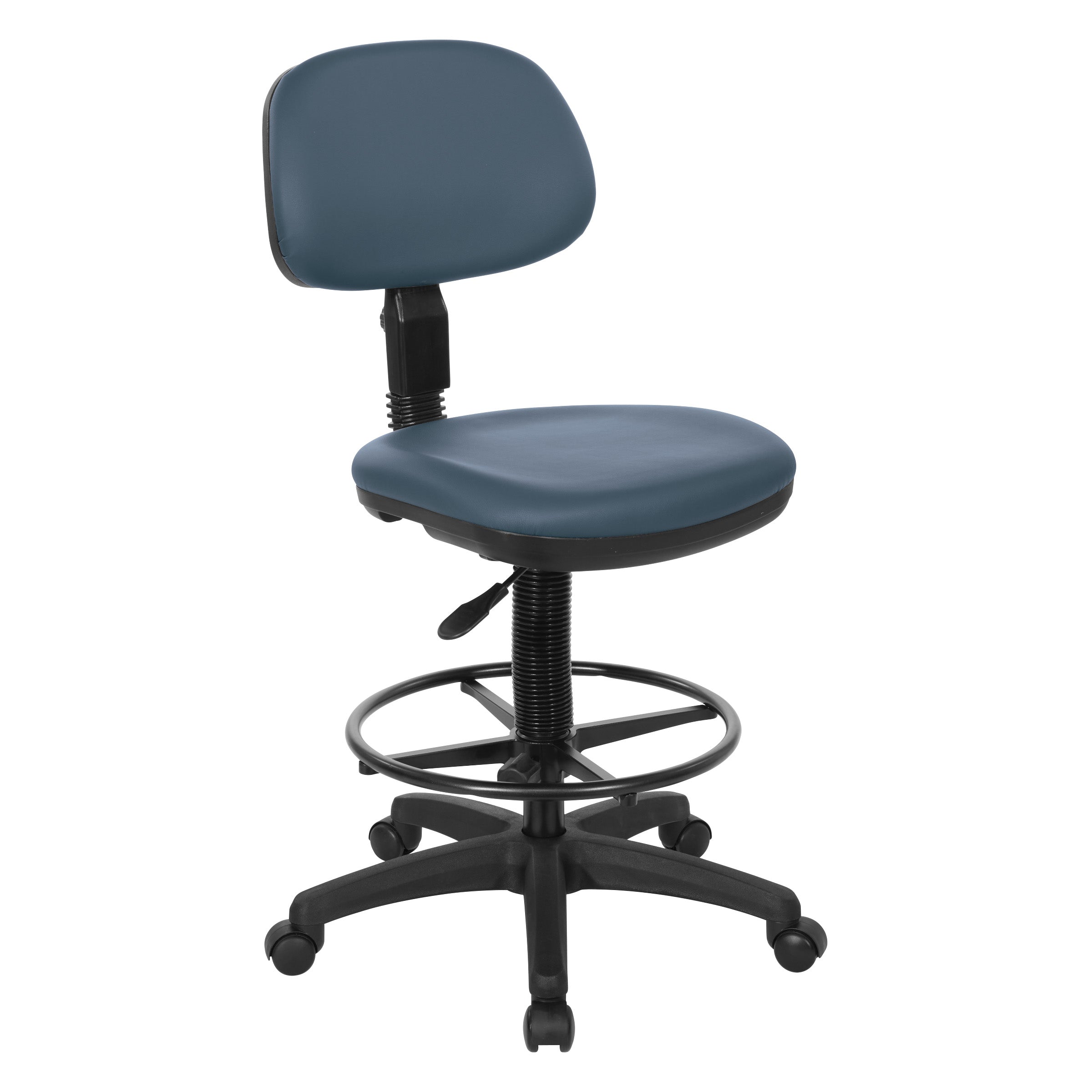 Sculptured Seat and Back Custom Dillon Fabric Drafting Chair - Dillon Blue