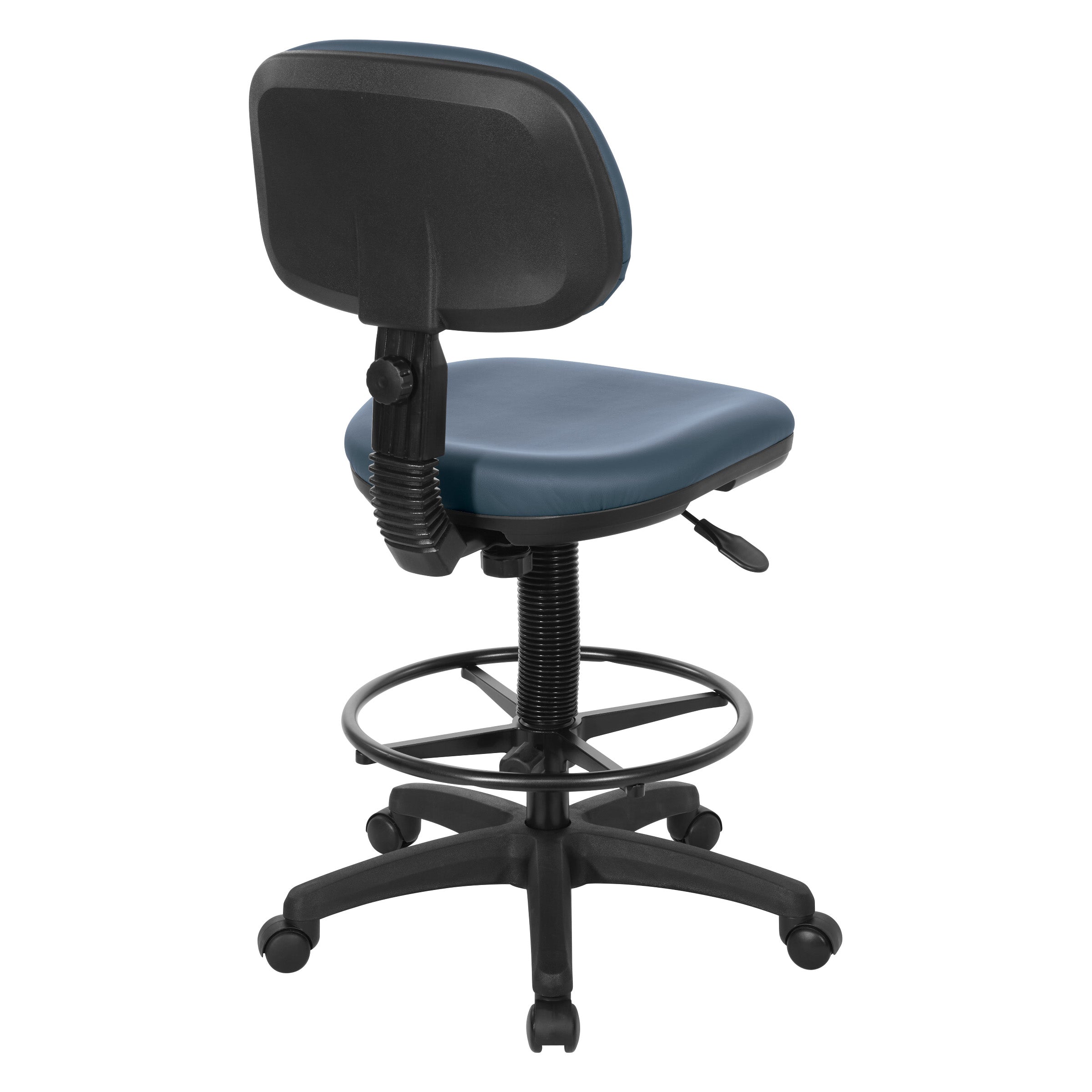 Sculptured Seat and Back Custom Dillon Fabric Drafting Chair - Dillon Blue