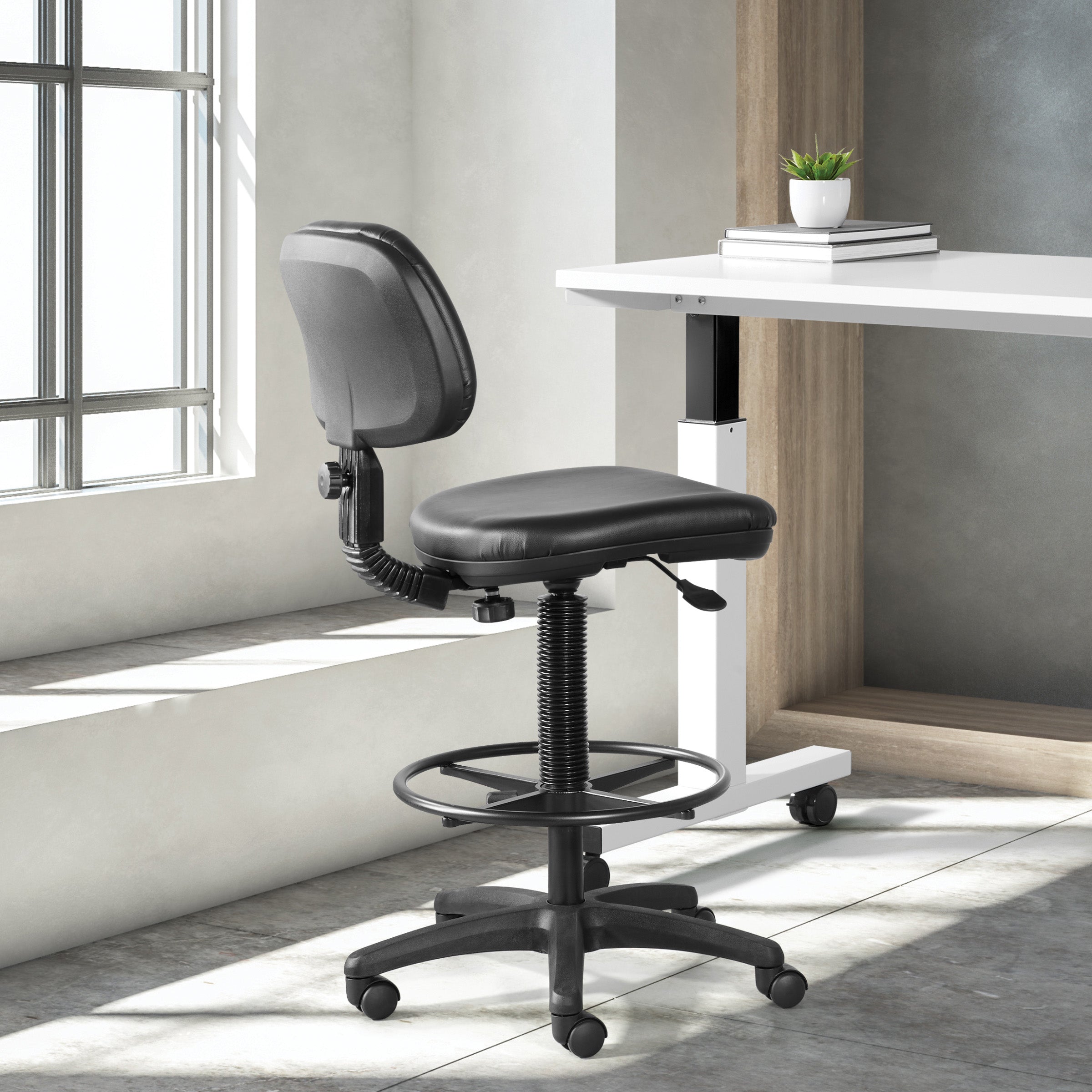 Sculptured Vinyl Drafting Chair - Black