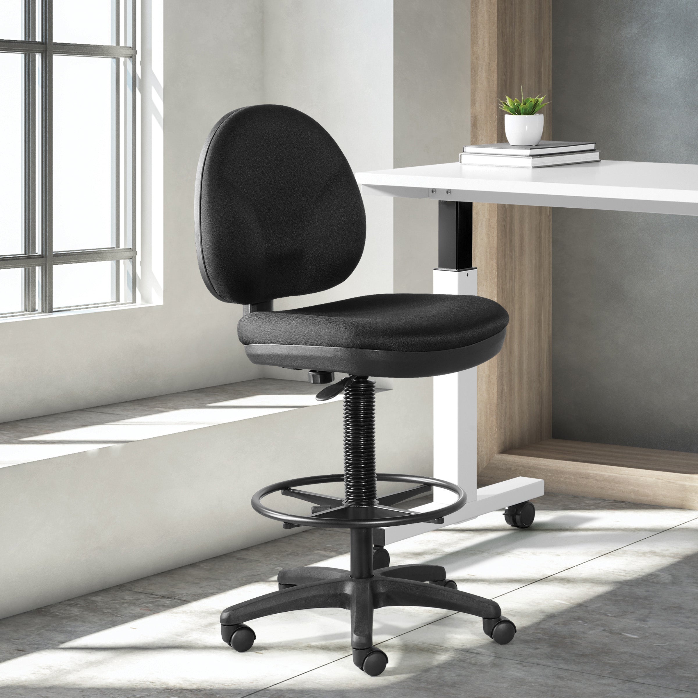 Sculptured Seat and Back Drafting Chair - Black