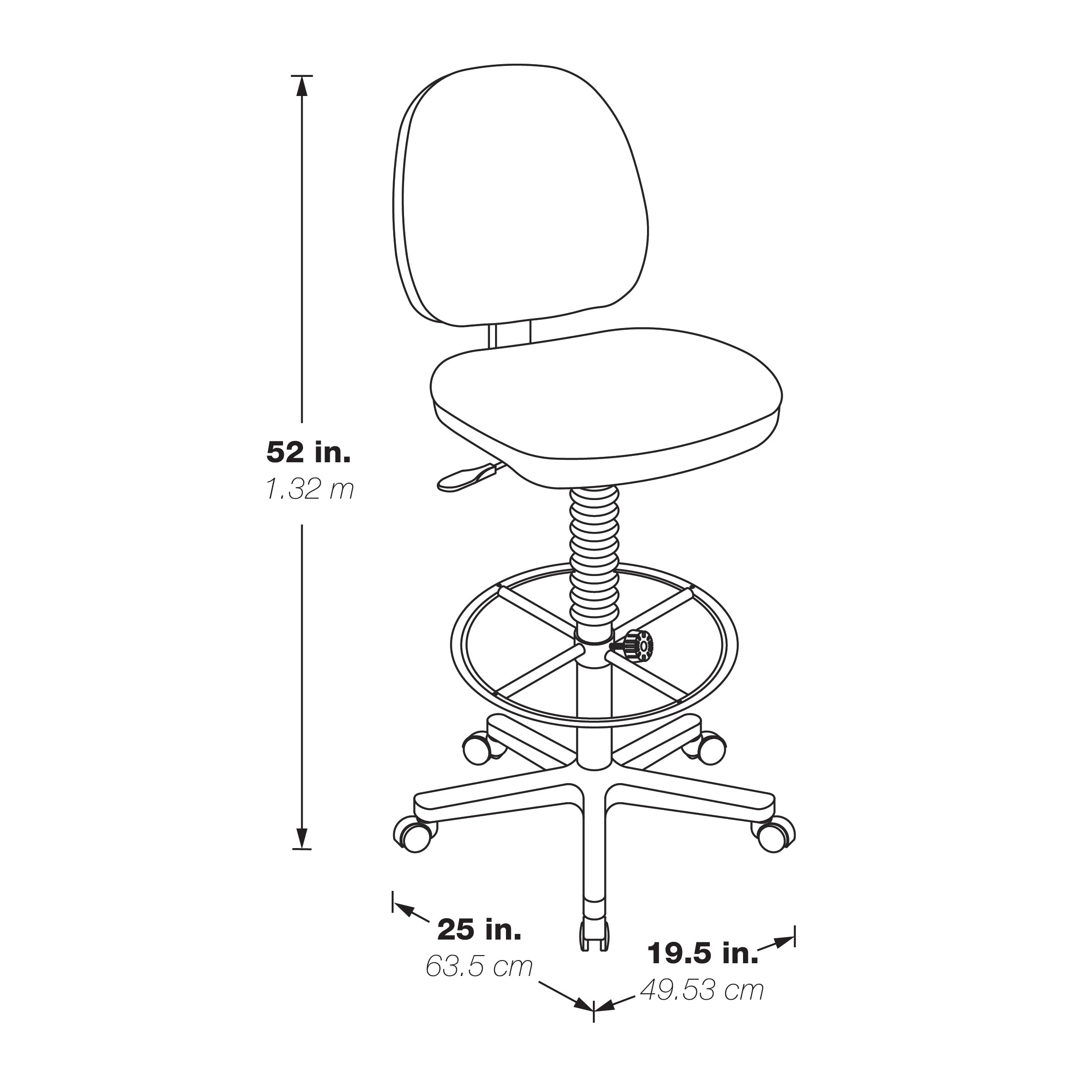 Sculptured Seat and Back Drafting Chair - Black