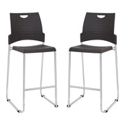 Tall Black Stacking and Ganging Chair with Plastic Seat and Back with Chrome Frame - Black