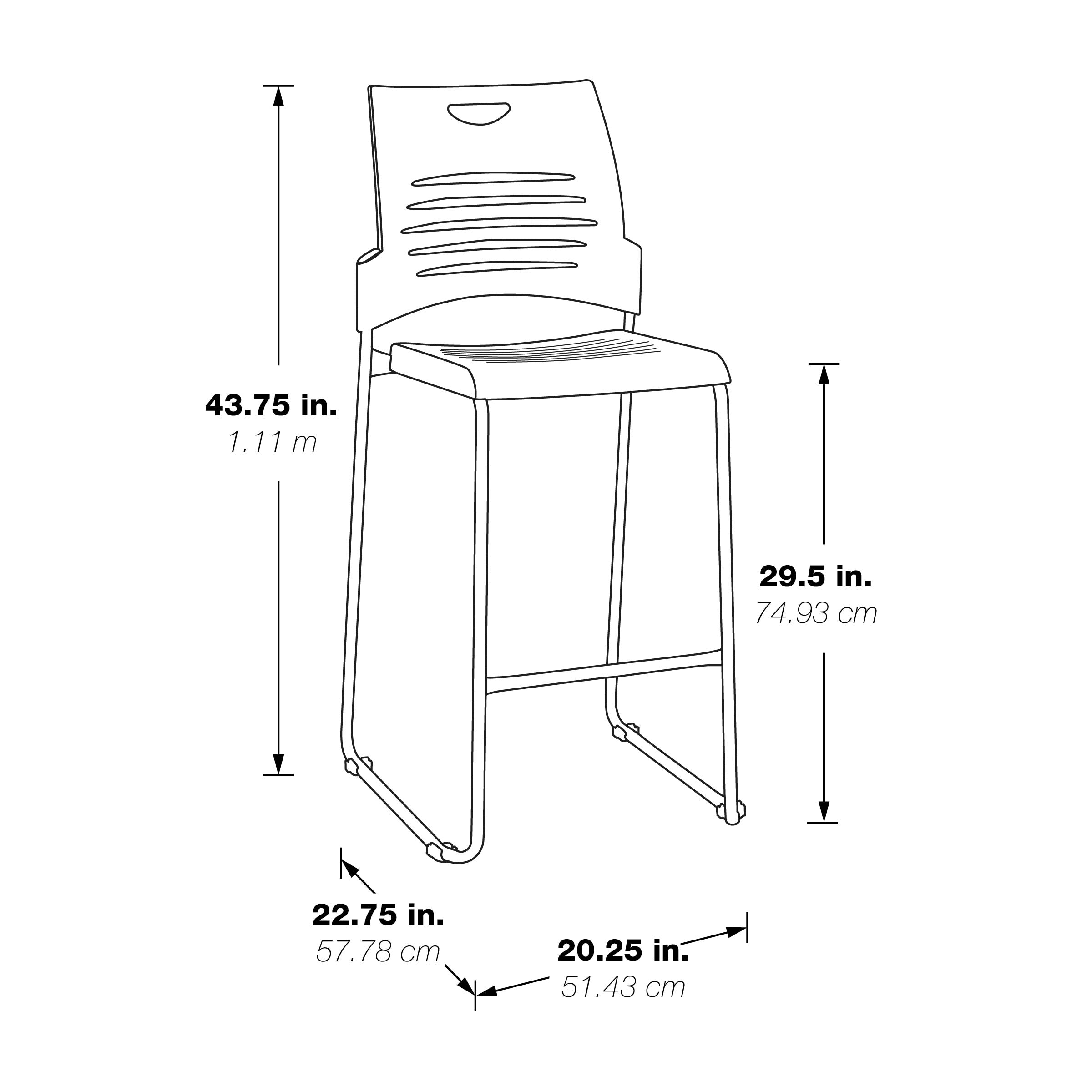 Tall Black Stacking and Ganging Chair with Plastic Seat and Back with Chrome Frame - Black