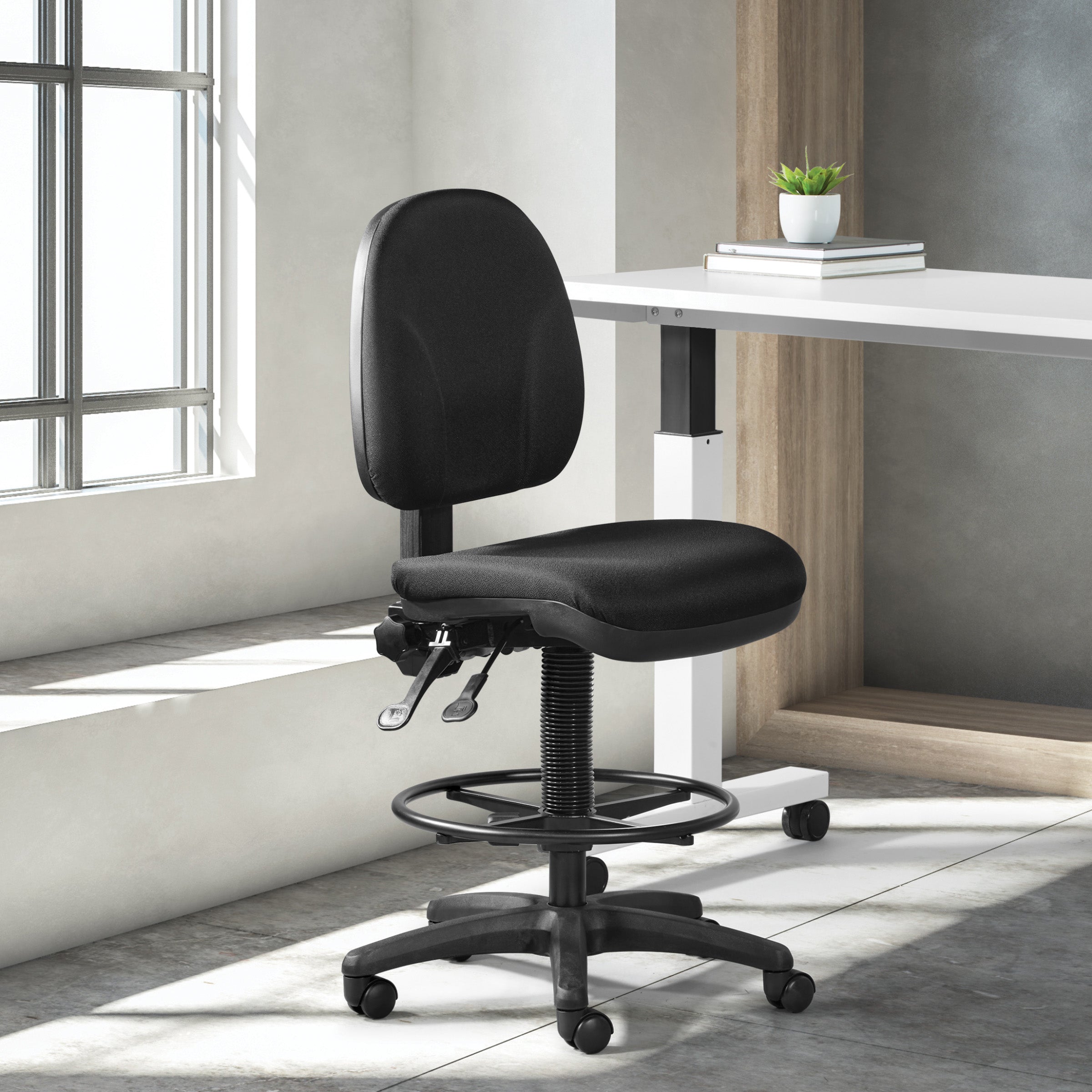 Deluxe Ergonomic Drafting Chair - Black