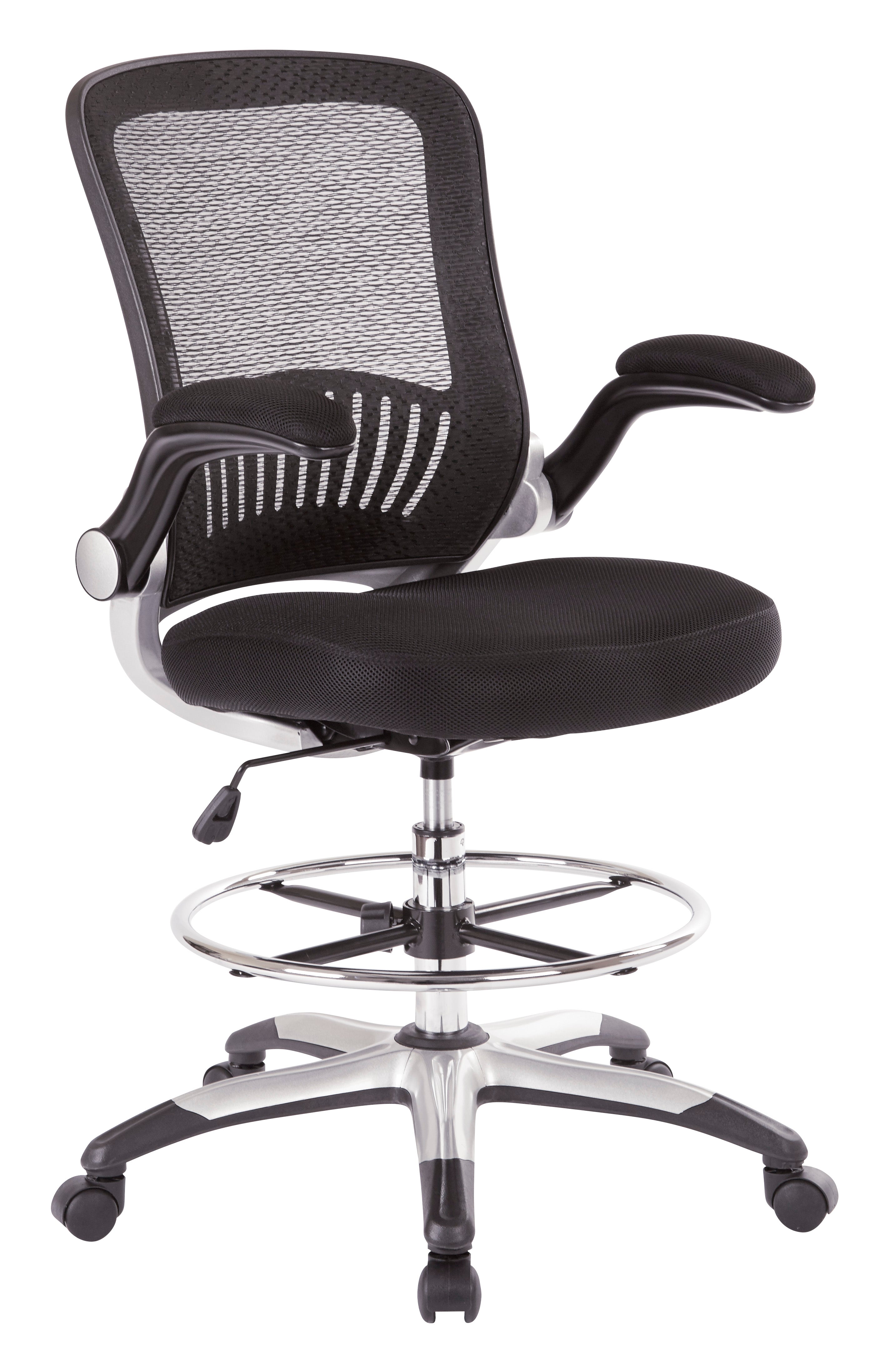 Mesh Back Drafting Chair - Black