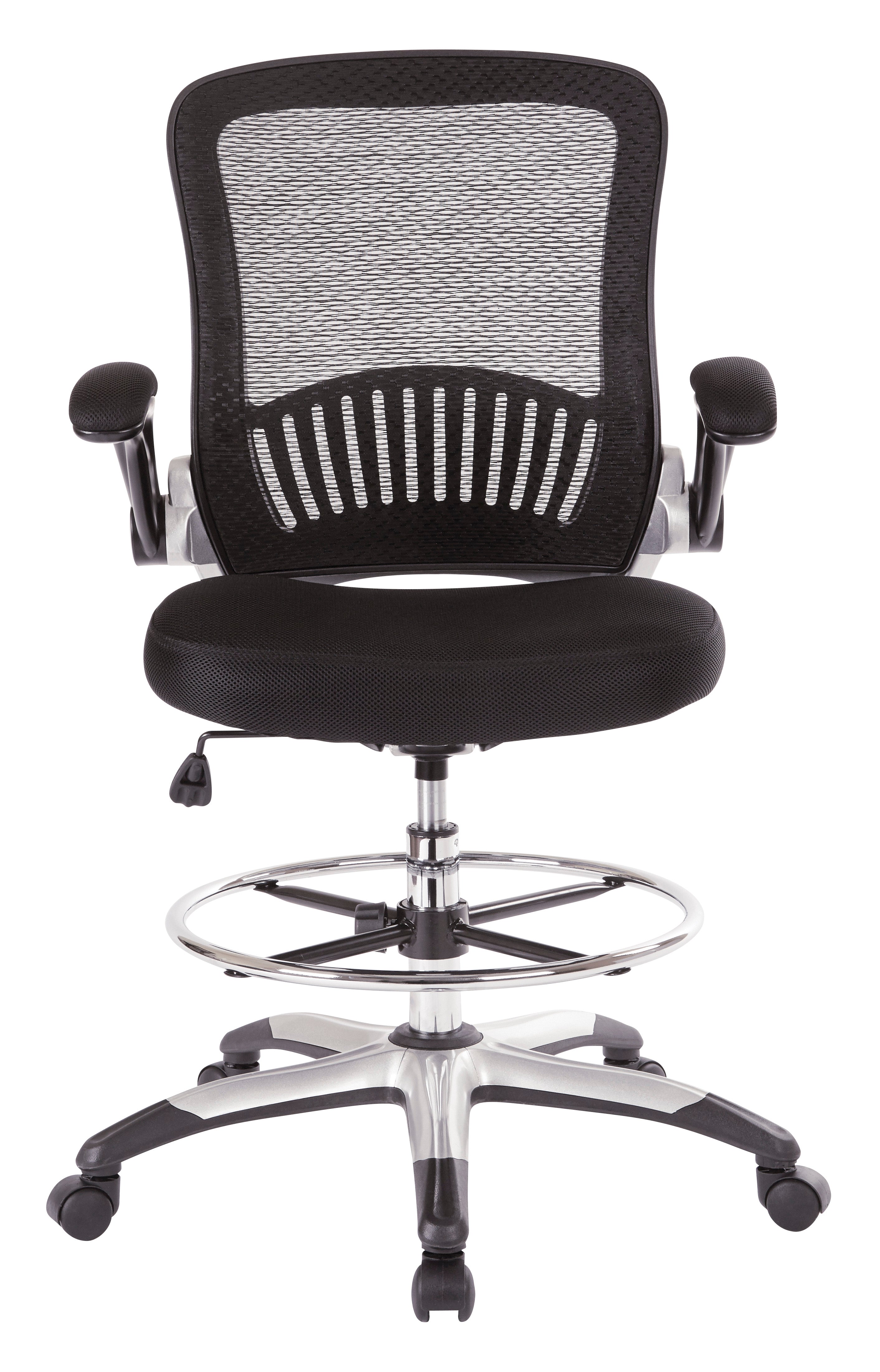 Mesh Back Drafting Chair - Black