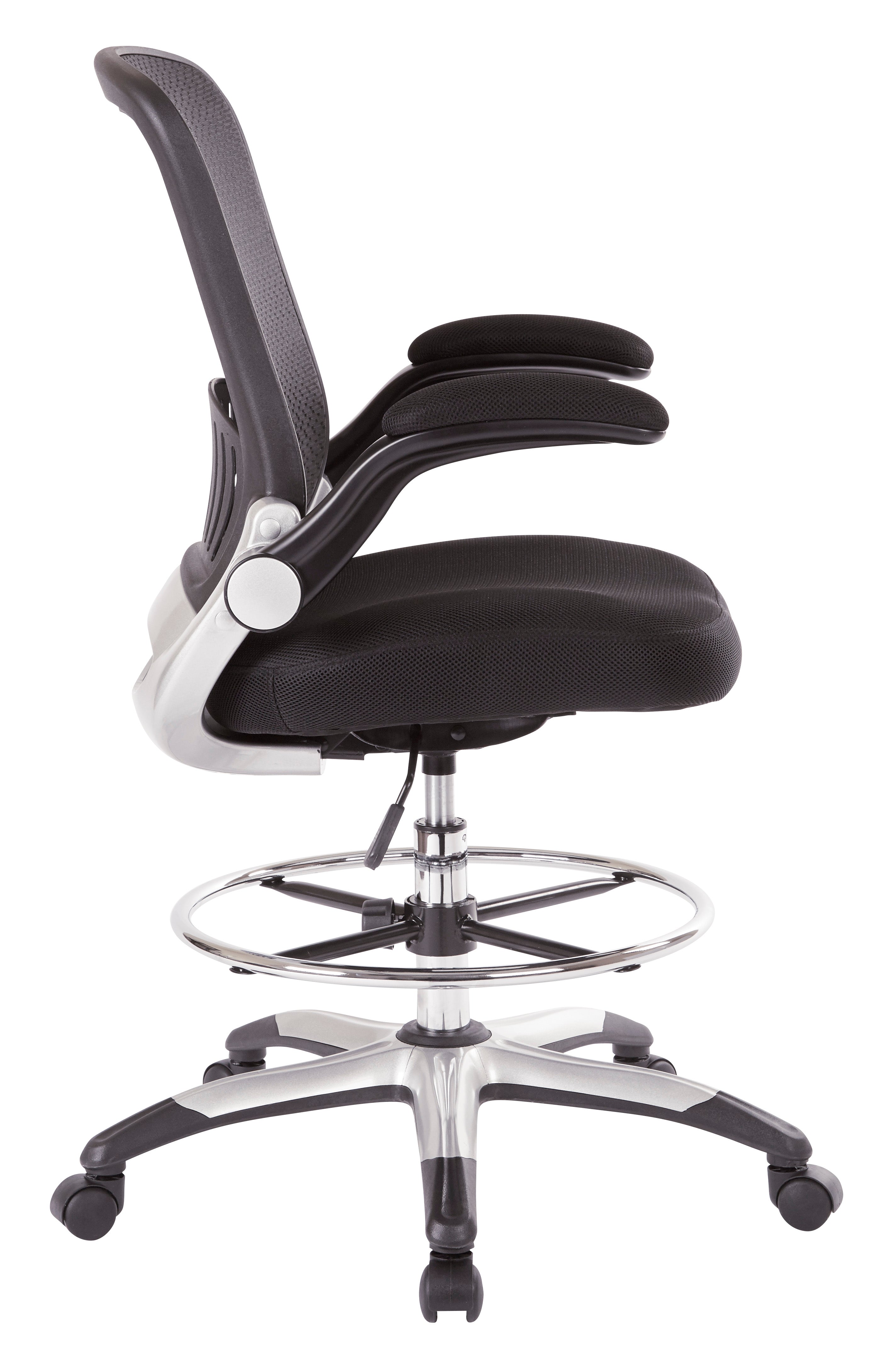 Mesh Back Drafting Chair - Black
