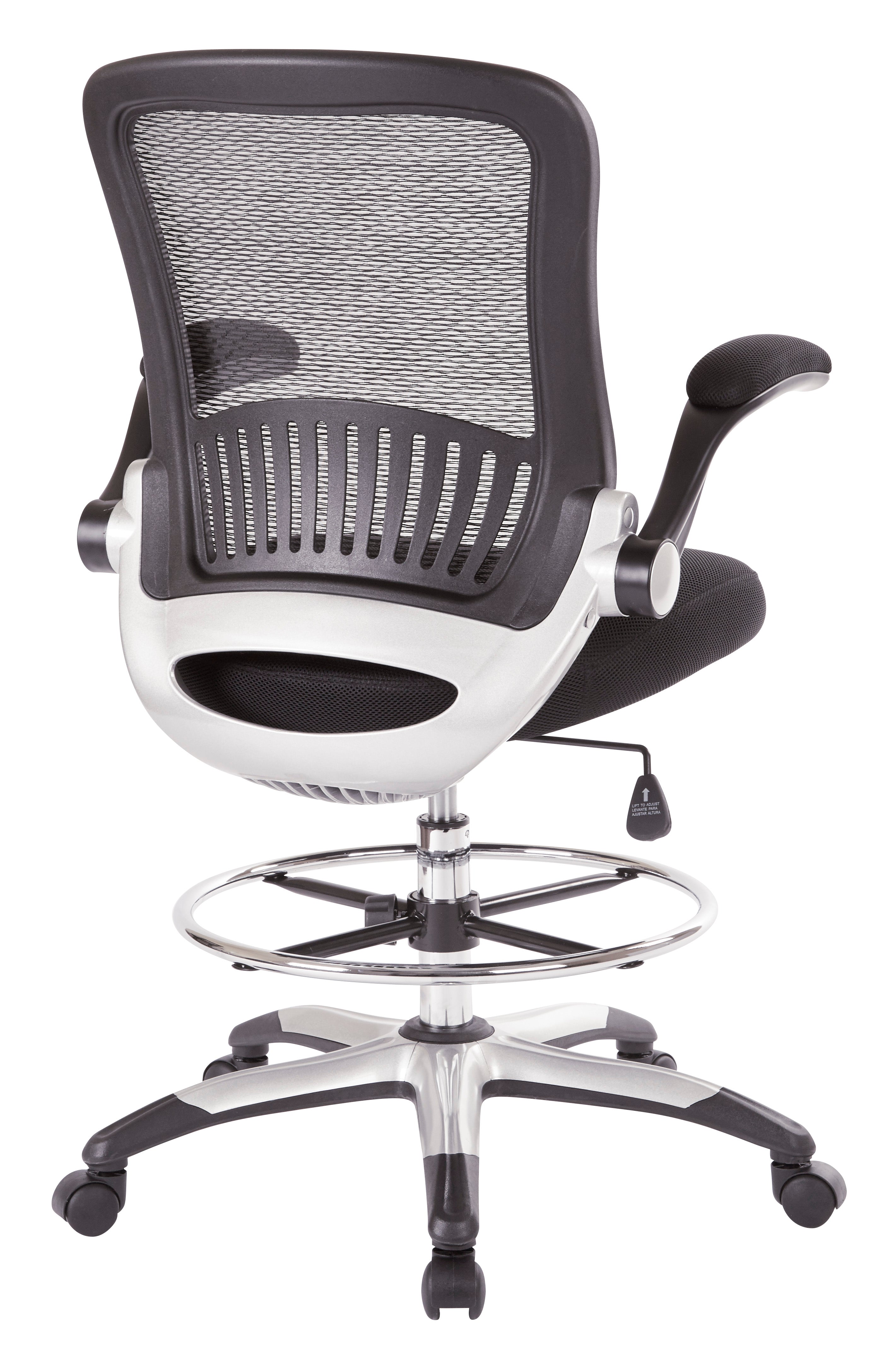 Mesh Back Drafting Chair - Black