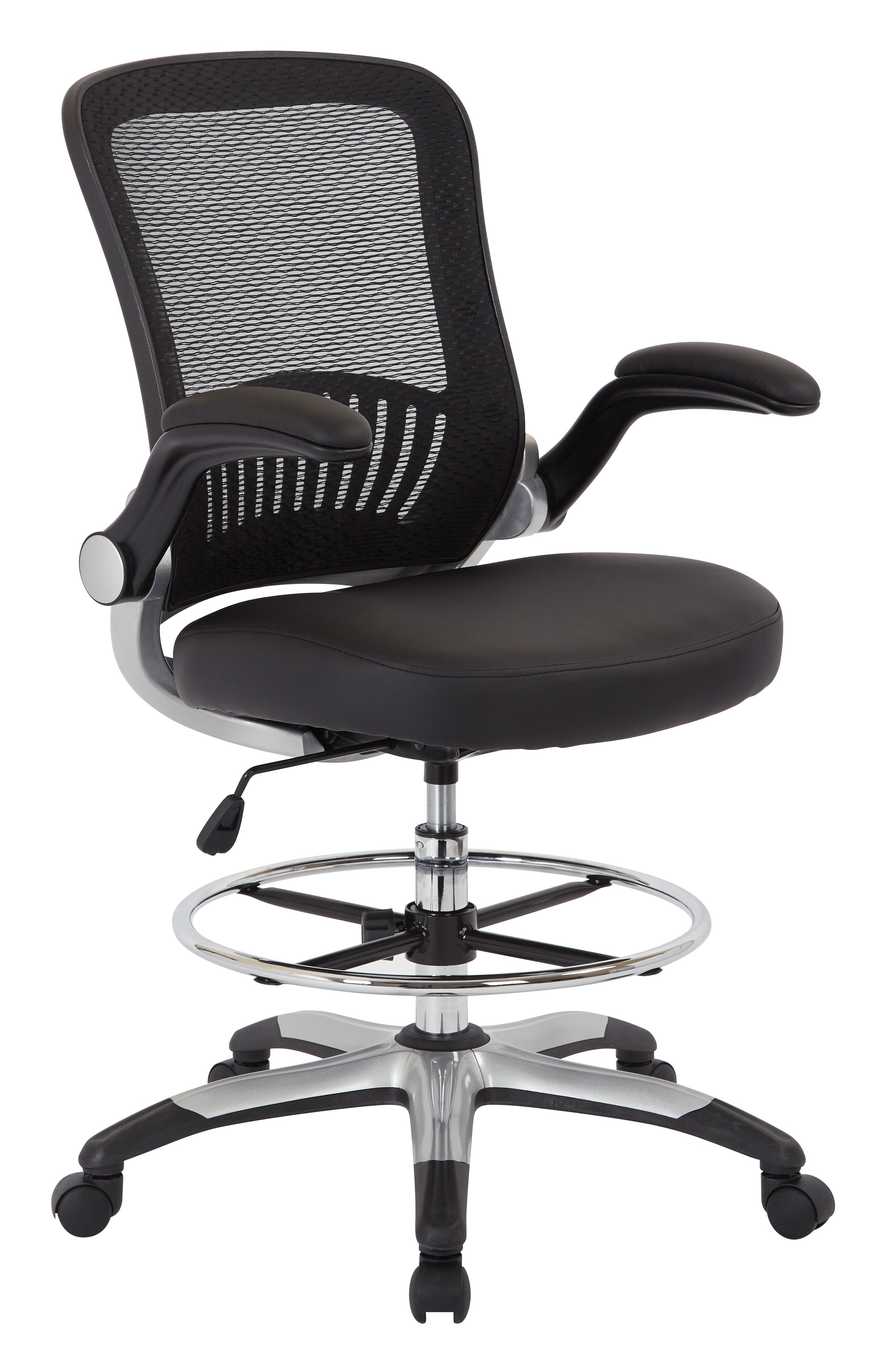 Mesh Back Drafting Chair - Black