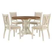 5 Piece Flower Dining Set  - Natural/White