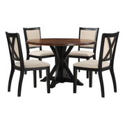 5 Piece Flower Dining Set  - Natural/Black