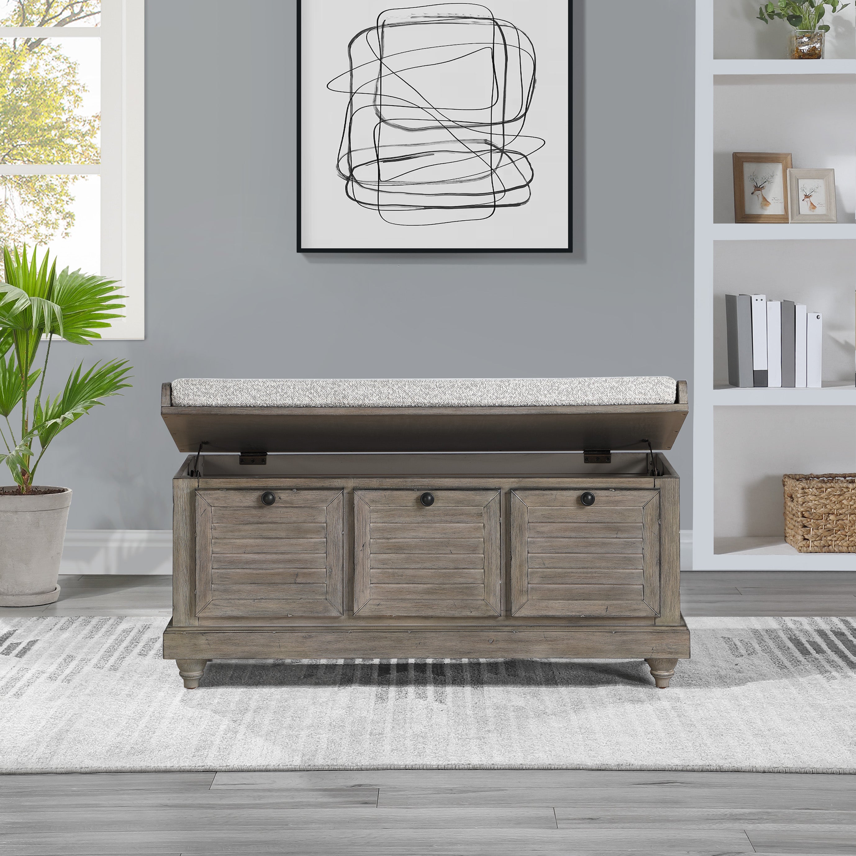 Dover Storage Bench - GoldStone/Salt and Pepper