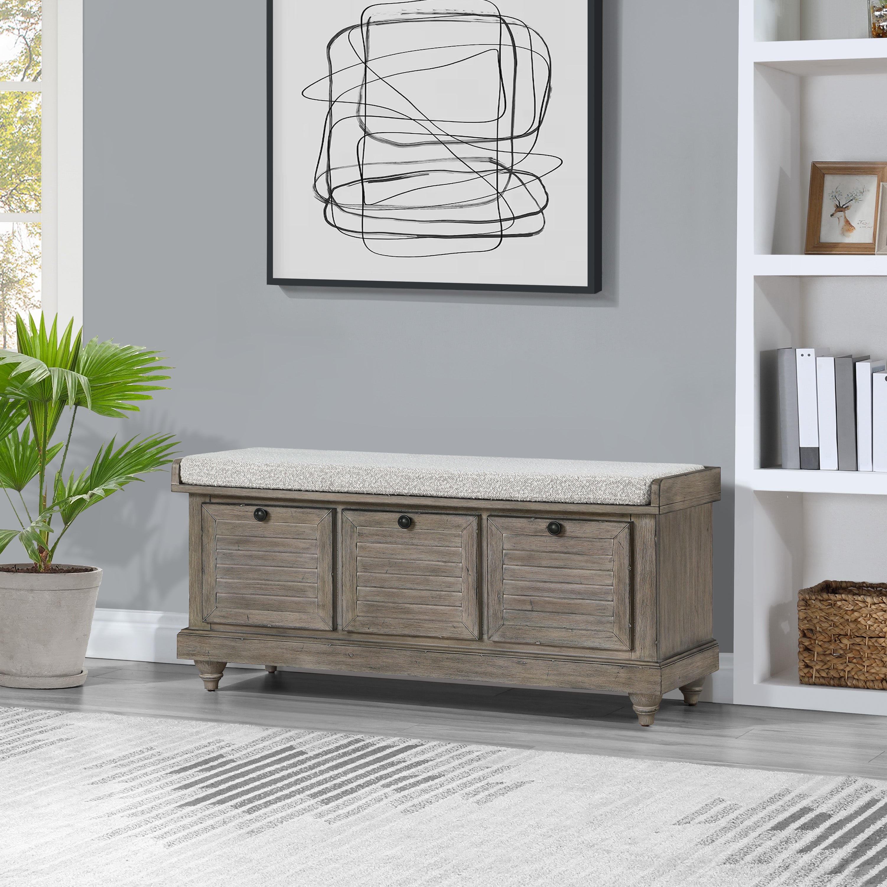 Dover Storage Bench - GoldStone/Salt and Pepper