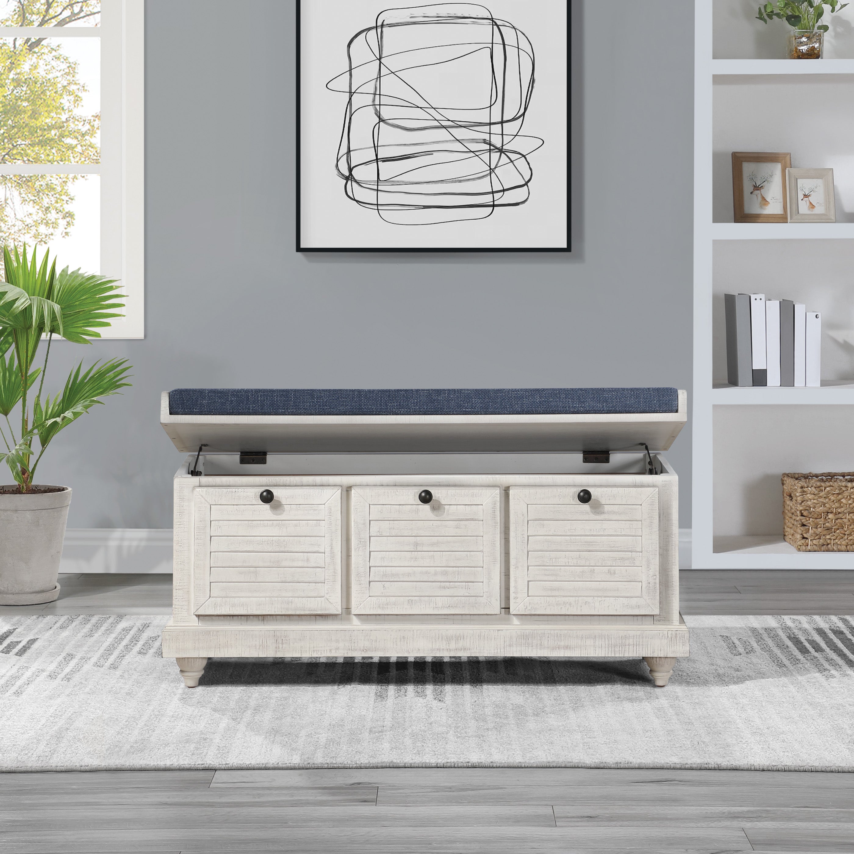 Dover Storage Bench - White/Navy