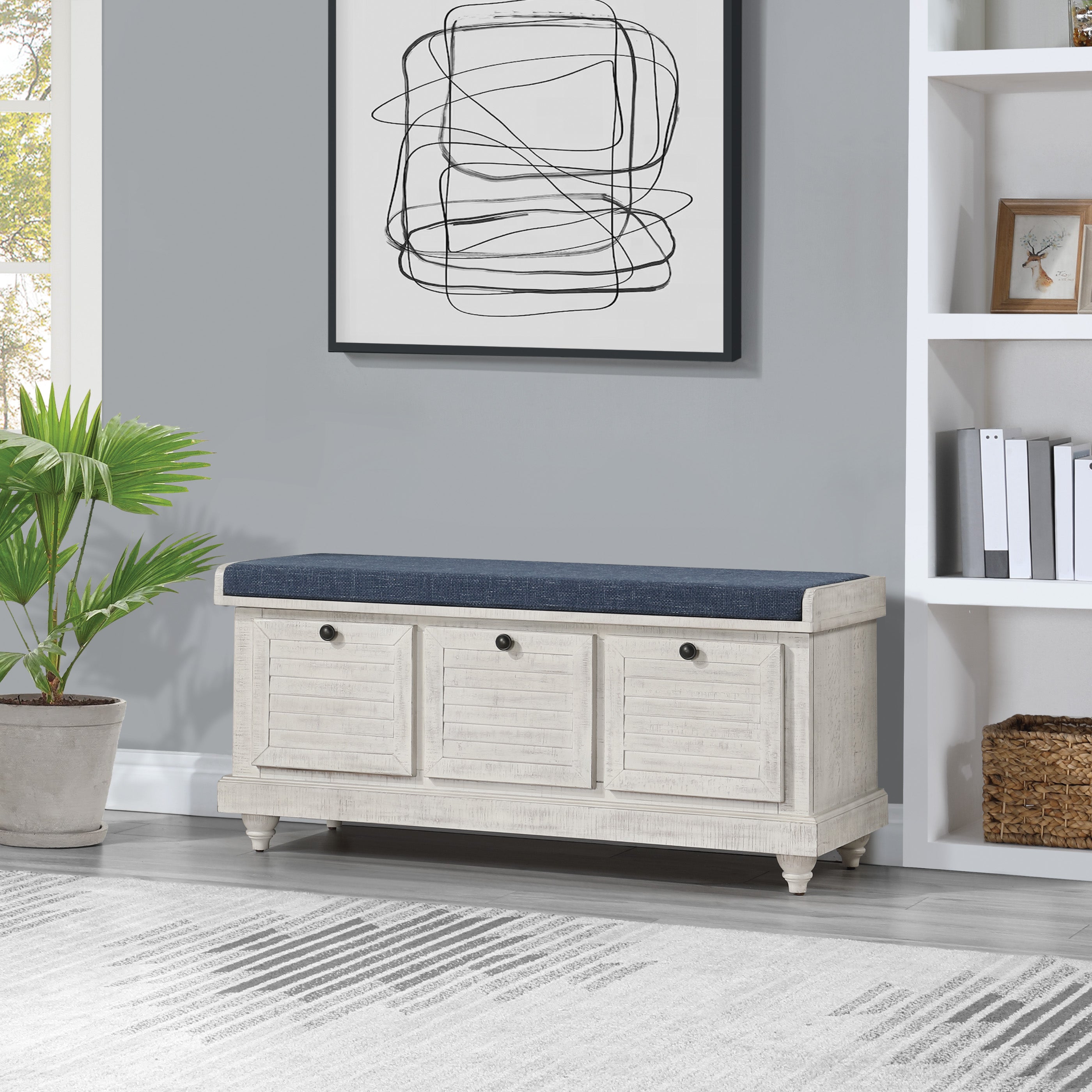 Dover Storage Bench - White/Navy