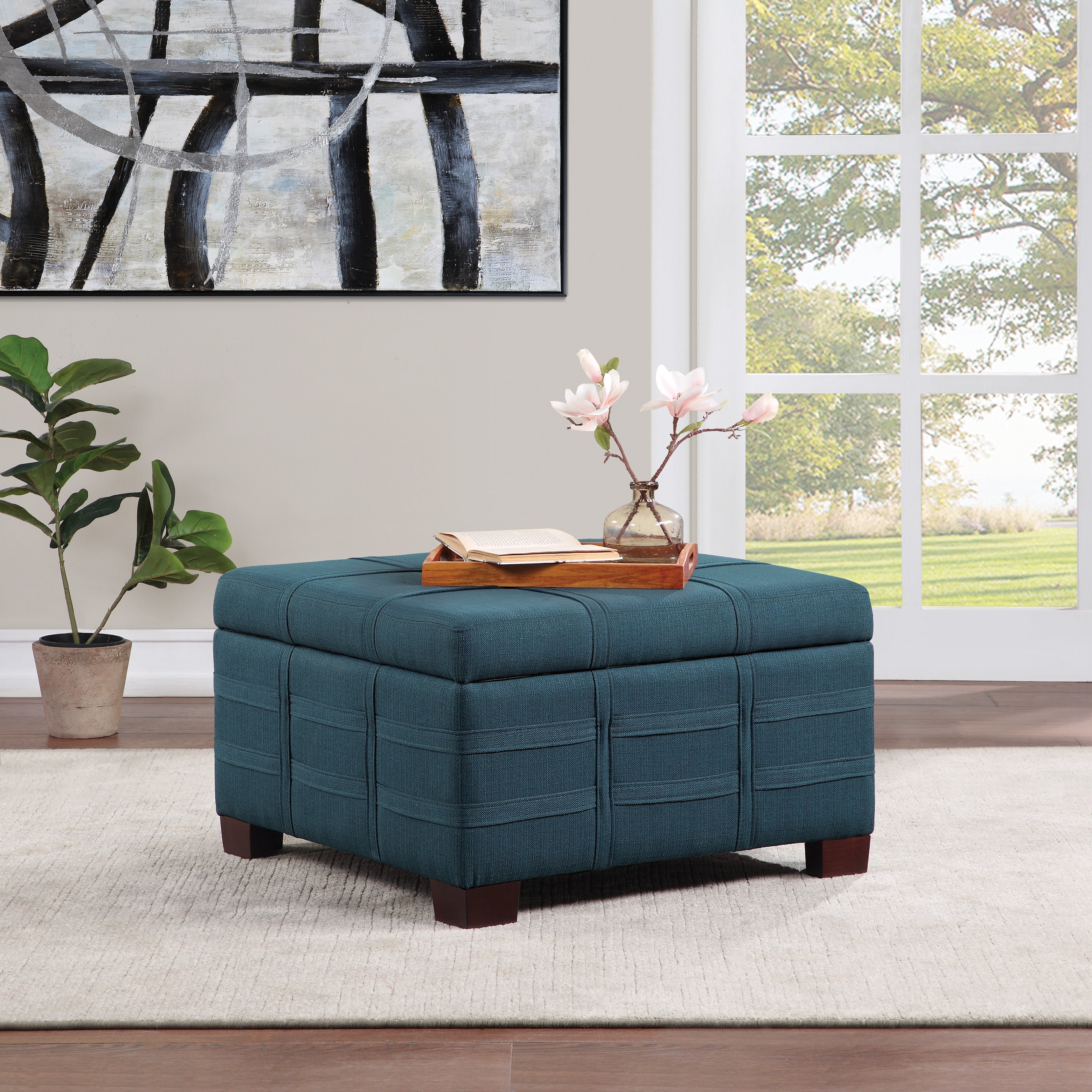 Detour Strap Ottoman - Azure