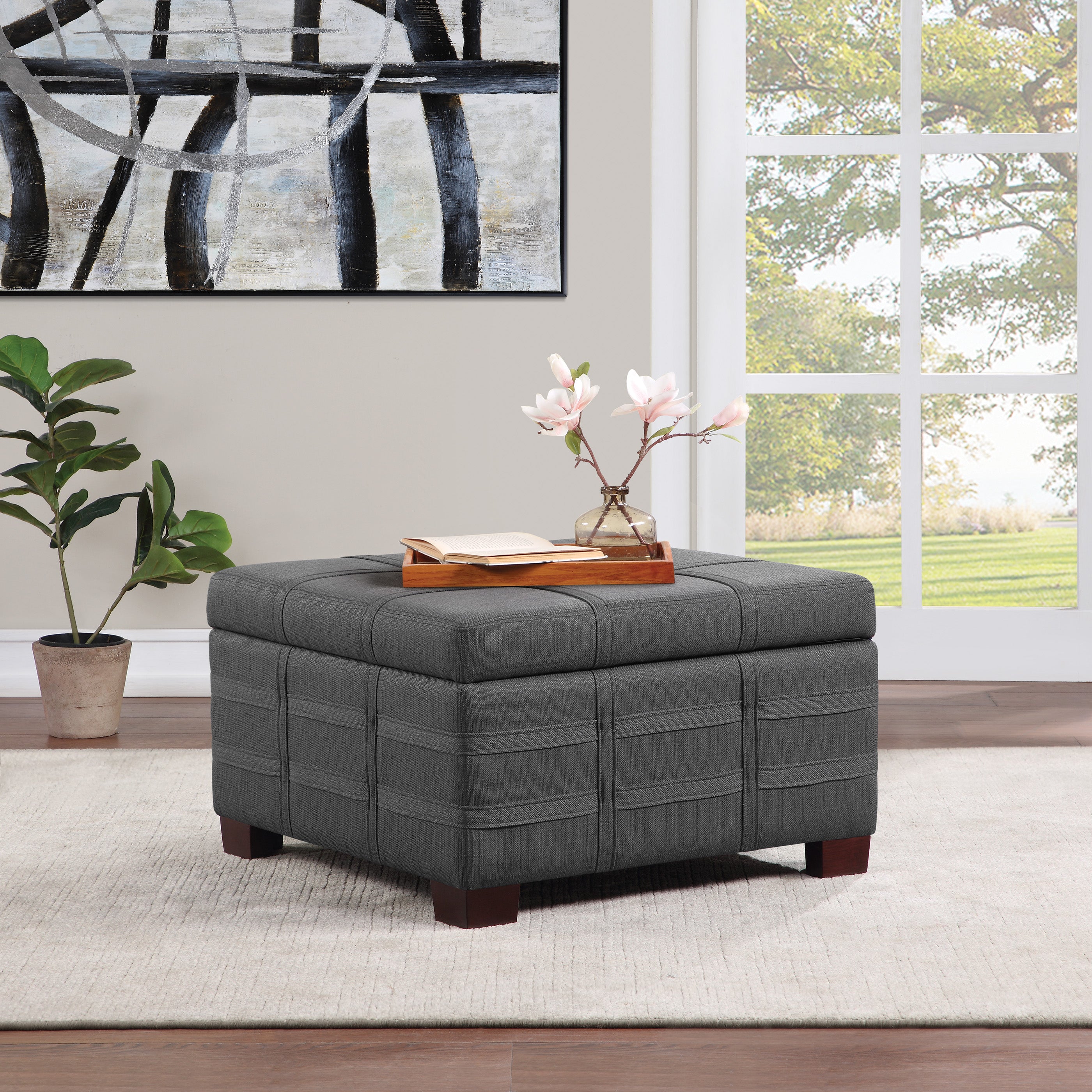 Detour Strap Ottoman - Charcoal