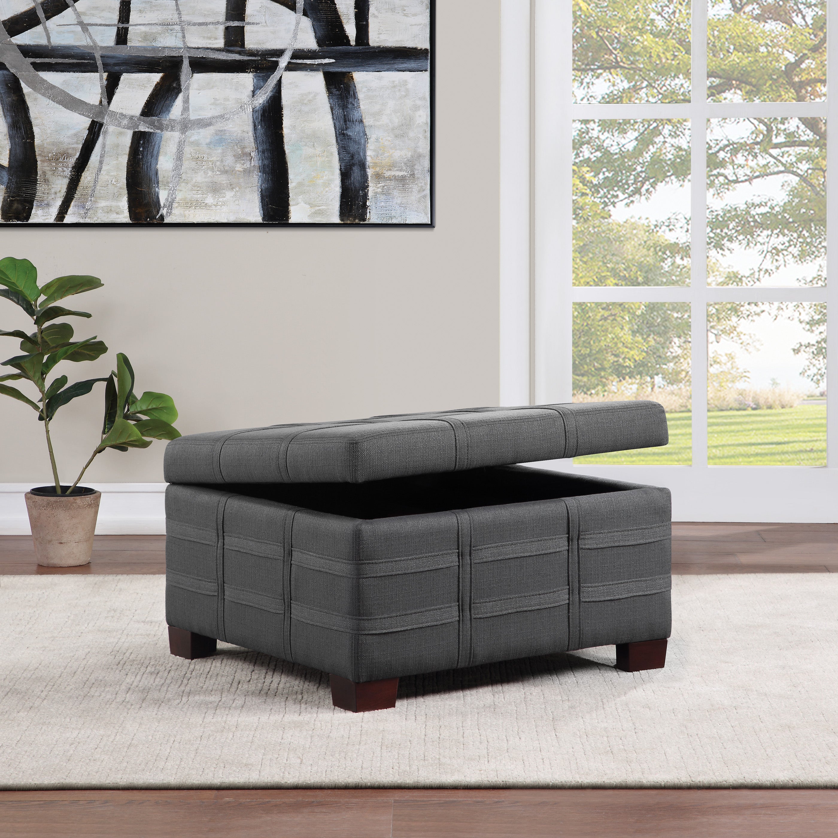 Detour Strap Ottoman - Charcoal