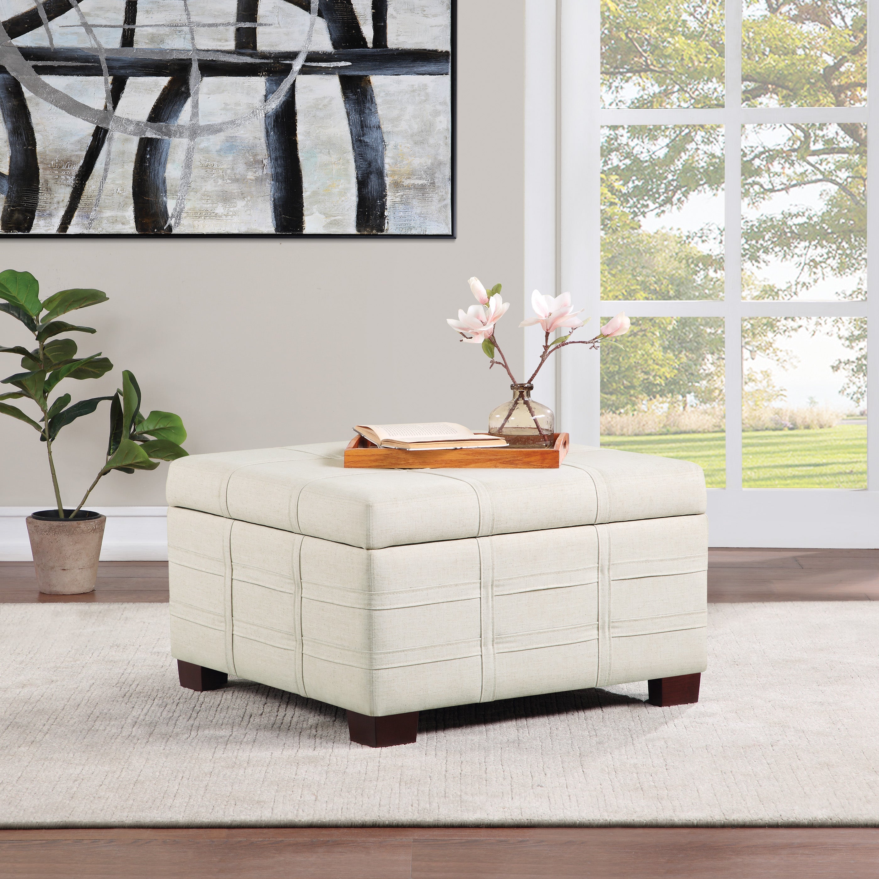 Detour Strap Ottoman - Linen