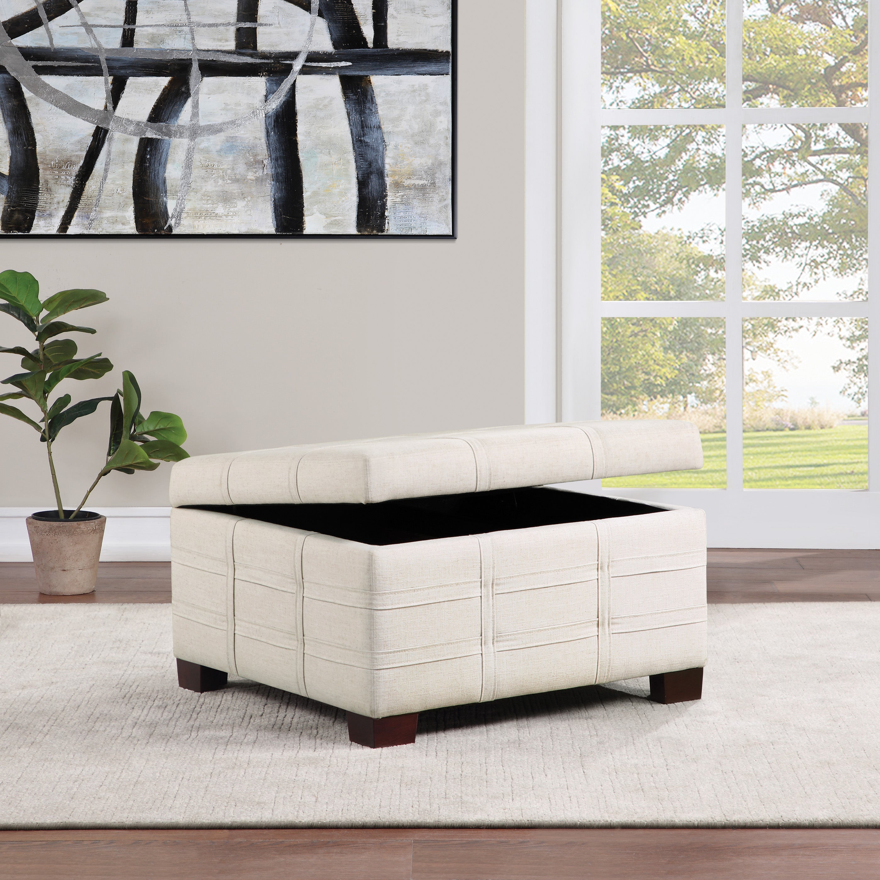 Detour Strap Ottoman - Linen