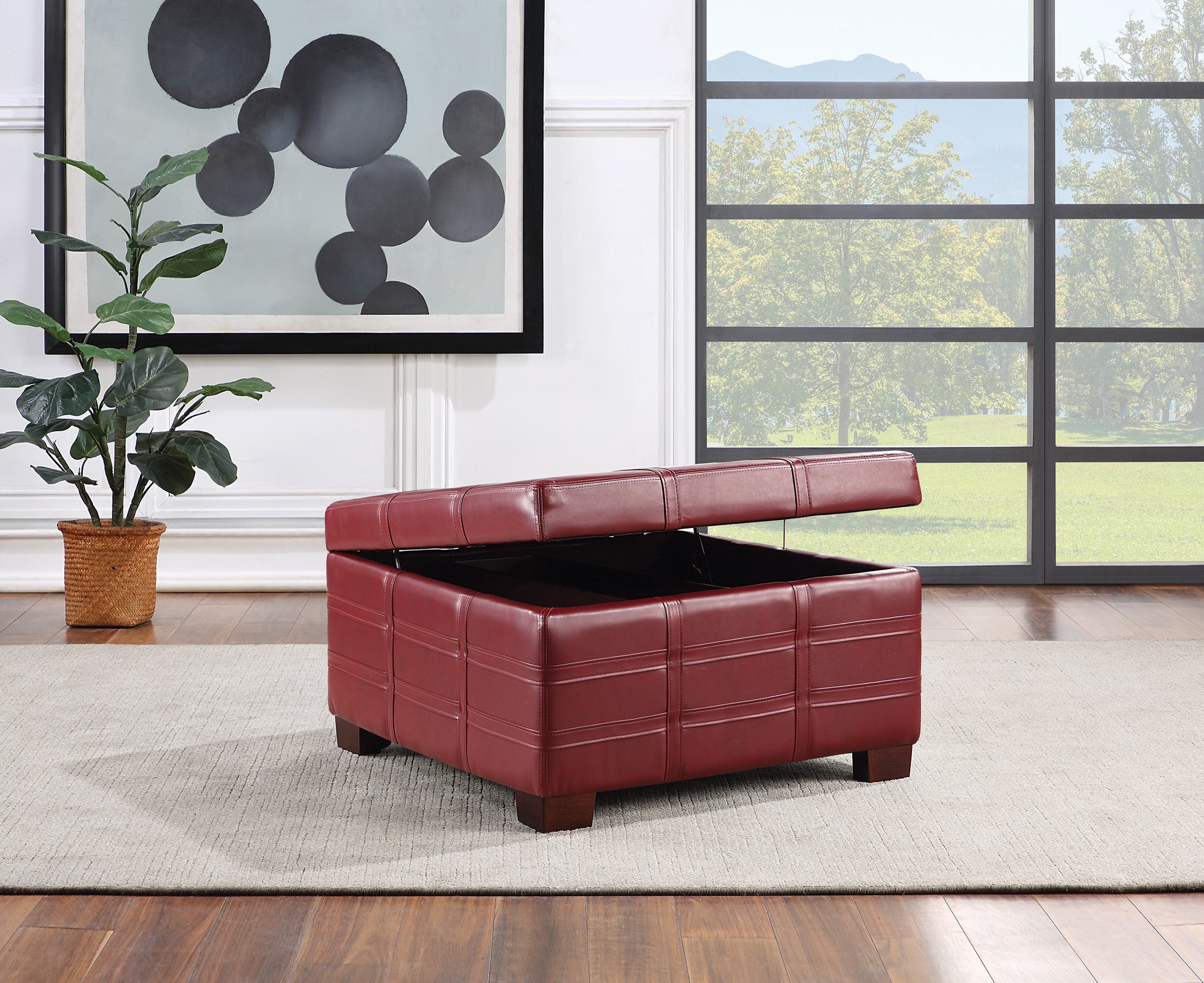 Detour Strap Ottoman - Crimson Red