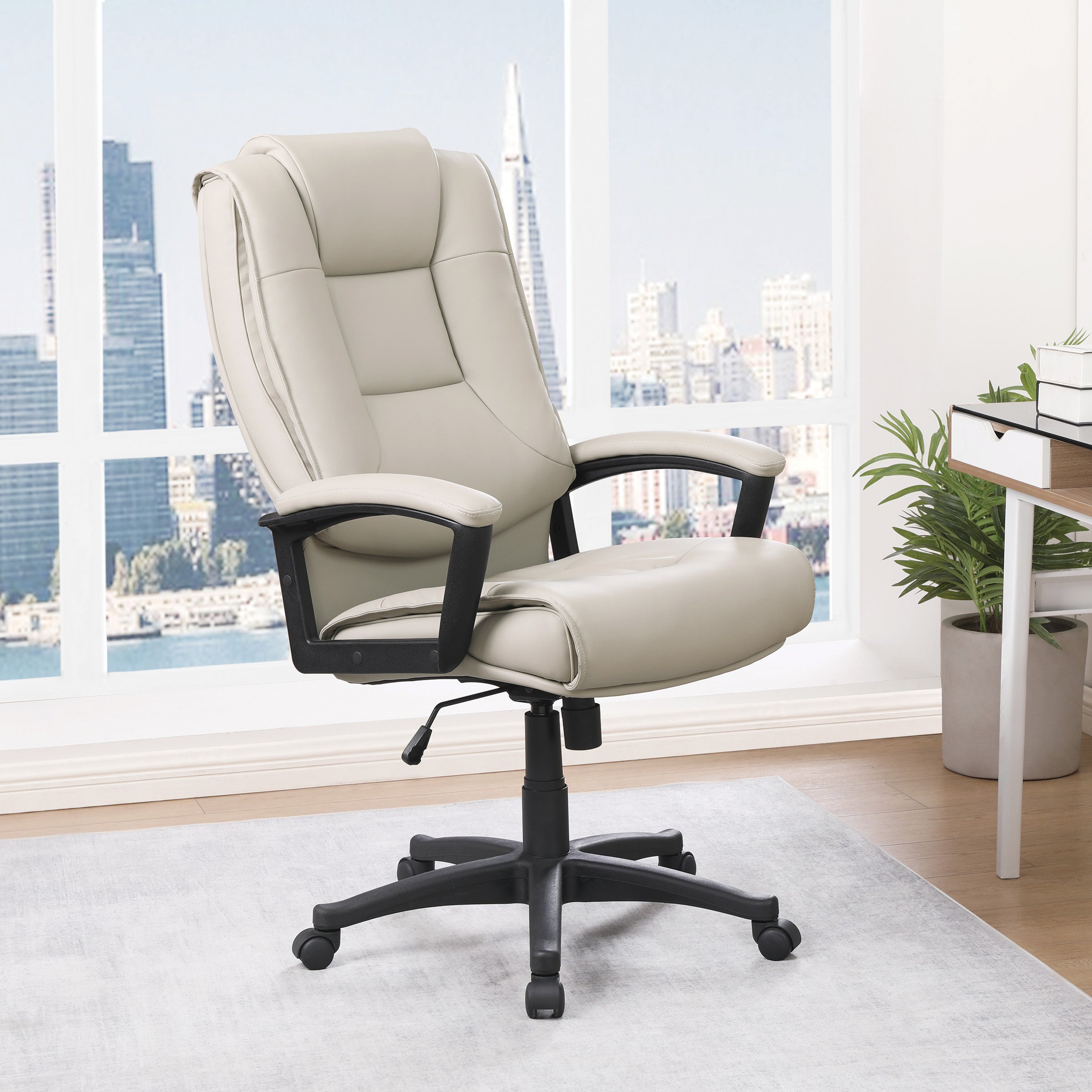 High Back Bonded Lthr Chair - Taupe