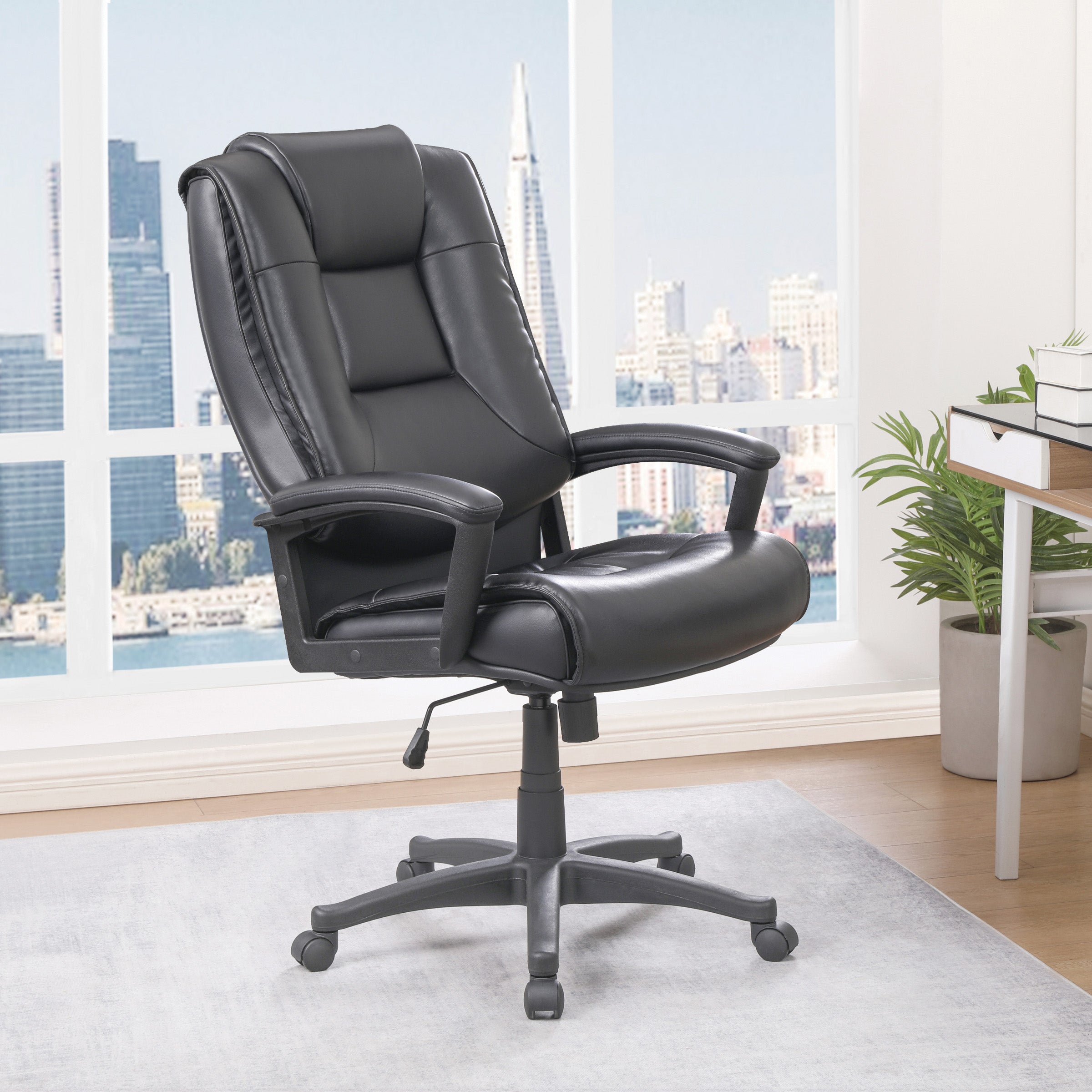High Back Bonded Lthr Chair - Black