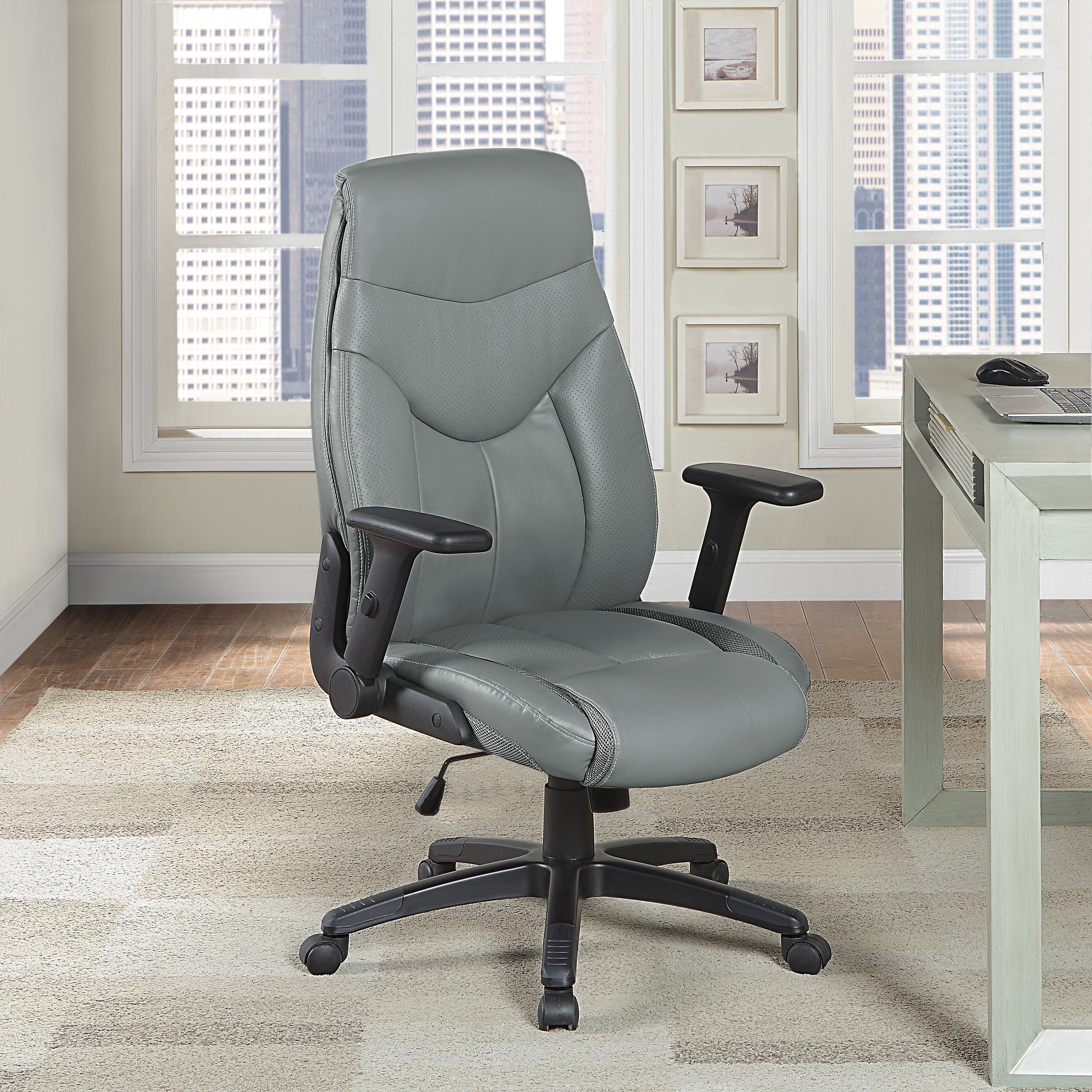Exec Bonded Lthr Office Chair - Charcoal
