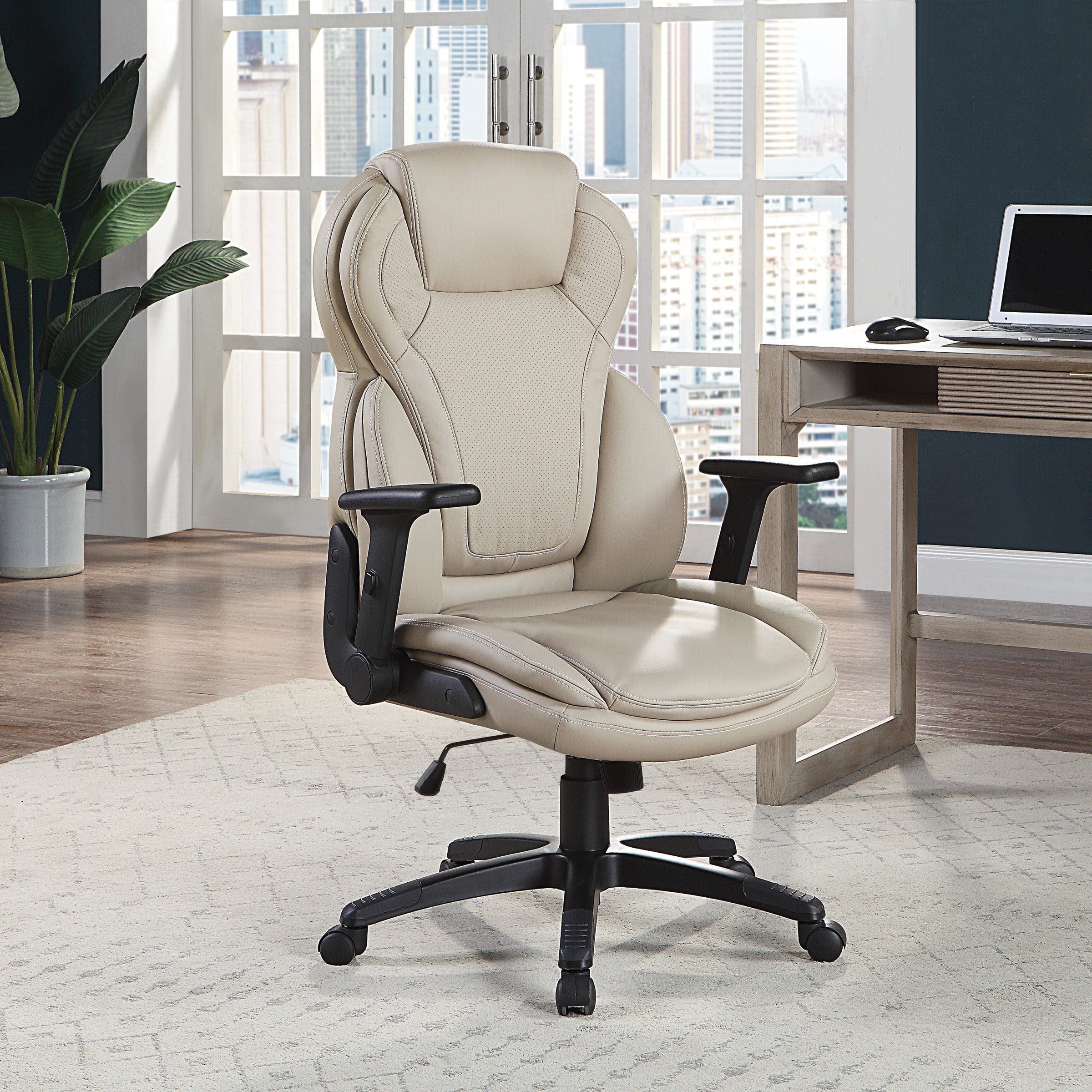 Exec Bonded Lthr Office Chair - Taupe