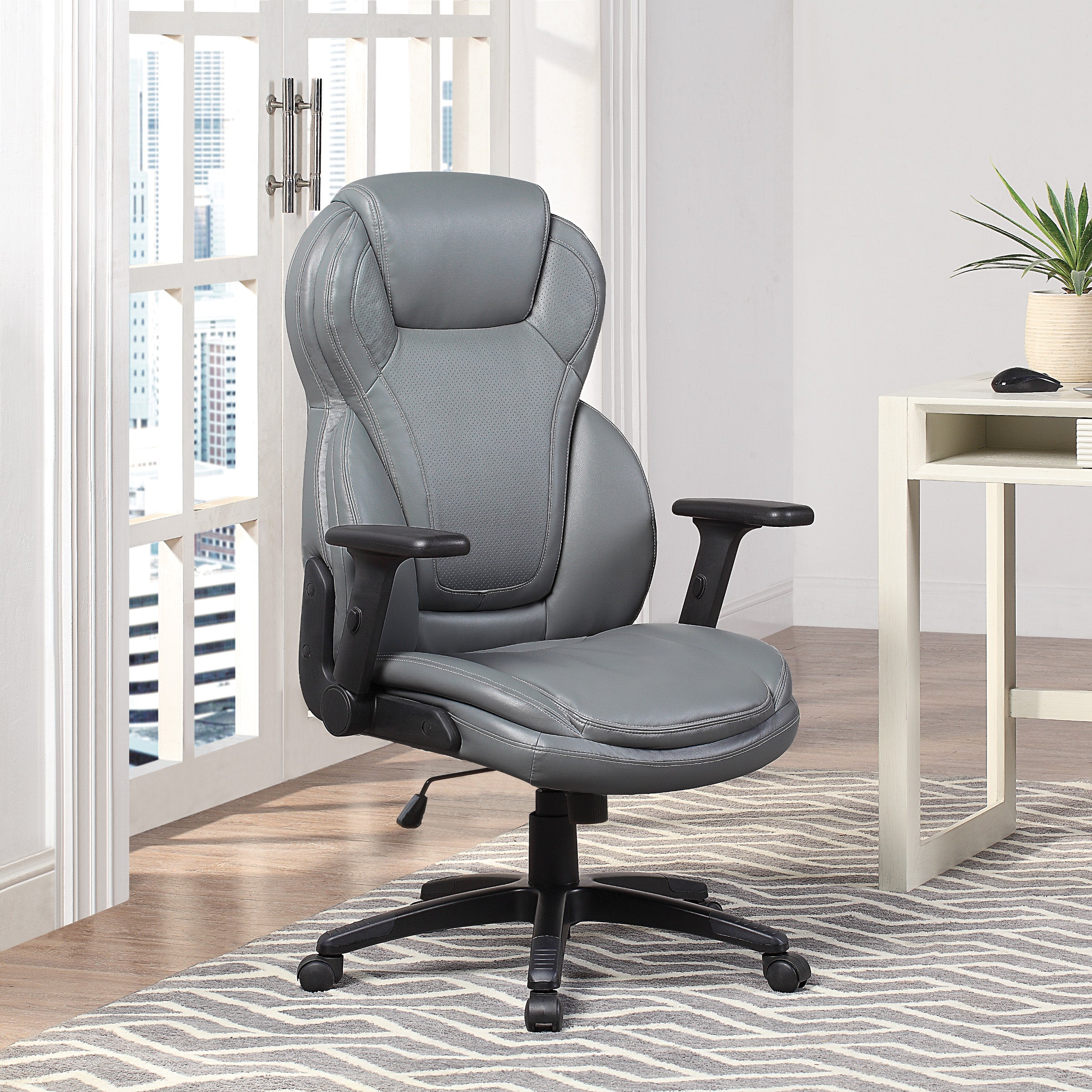 Exec Bonded Lthr Office Chair - Charcoal
