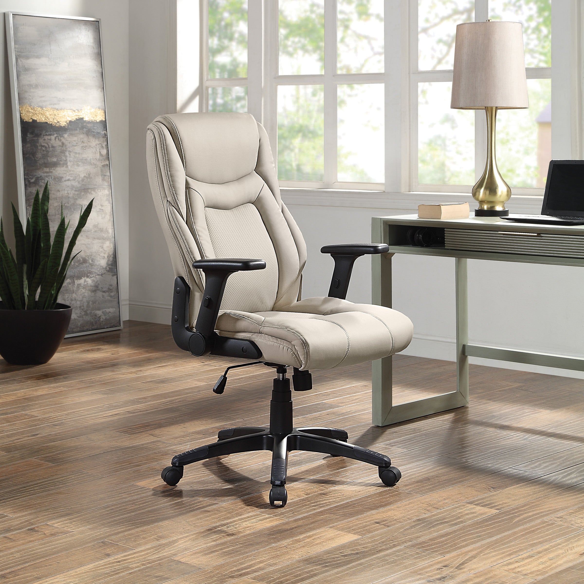 Exec Bonded Lthr Office Chair - Taupe