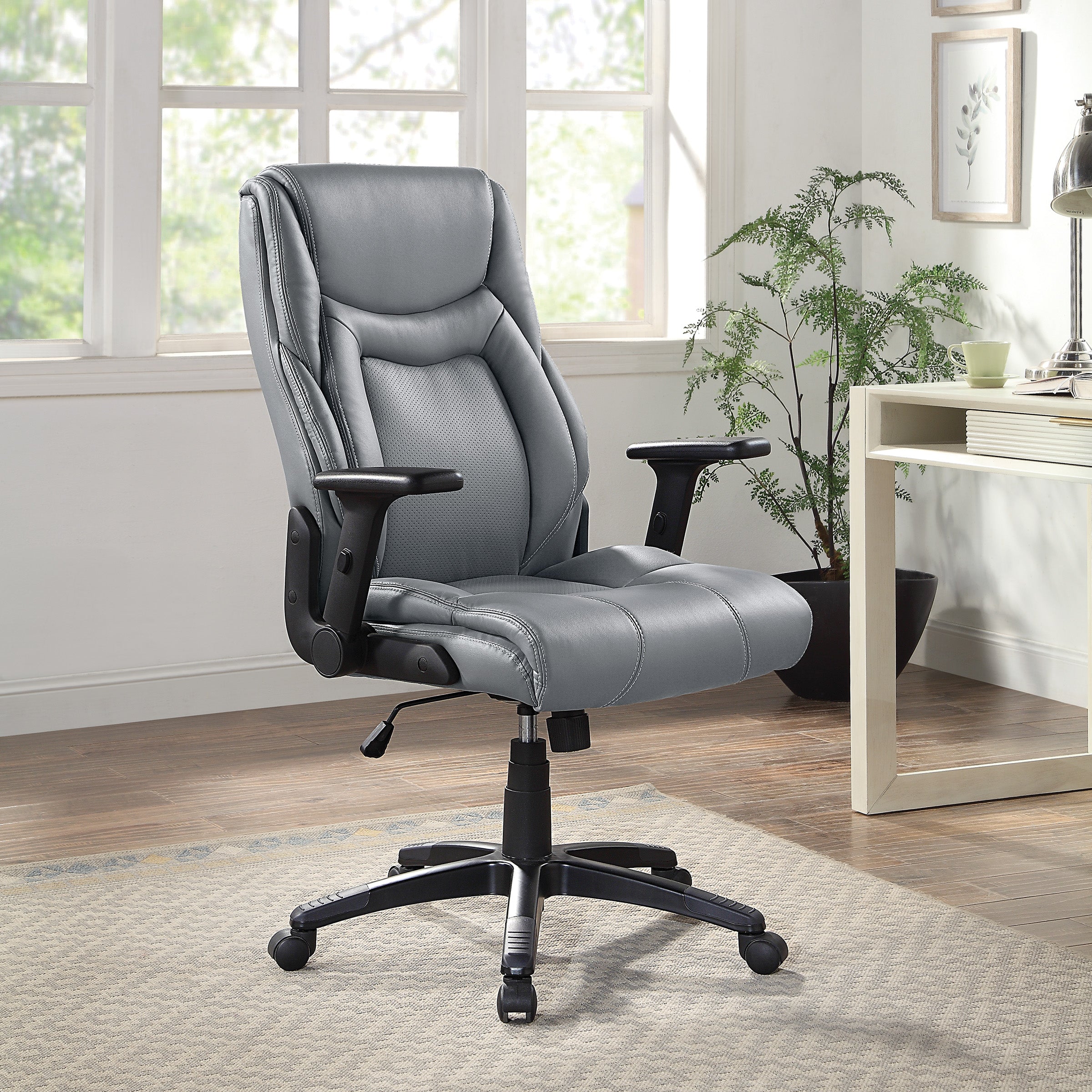 Exec Bonded Lthr Office Chair - Charcoal