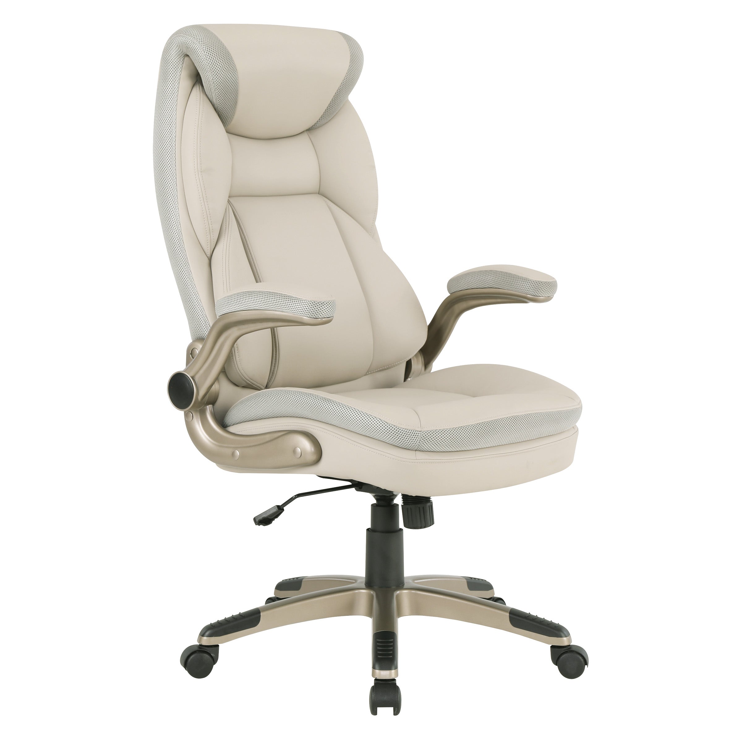 Exec Bonded Lthr Office Chair - Taupe / Cocoa
