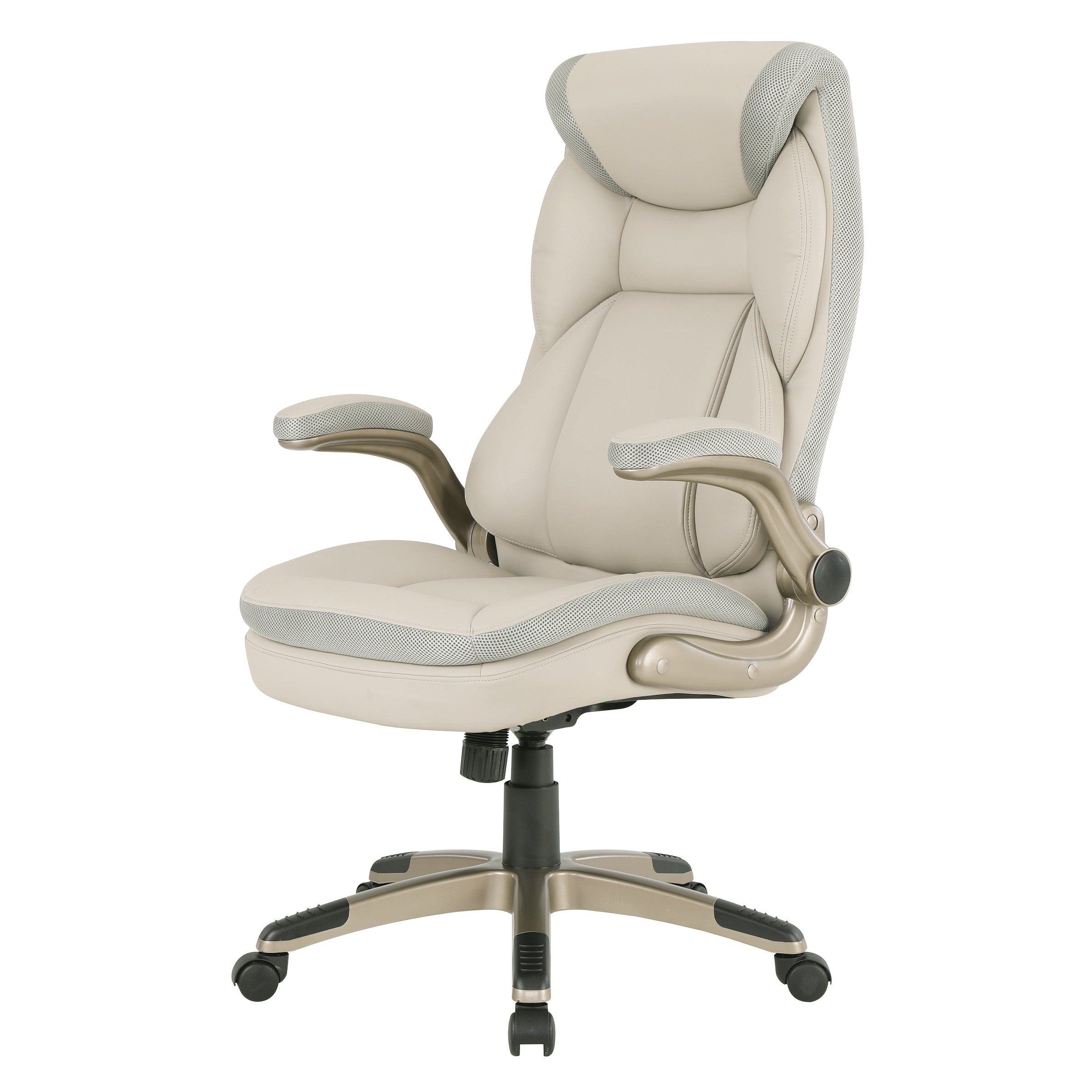 Exec Bonded Lthr Office Chair - Taupe / Cocoa